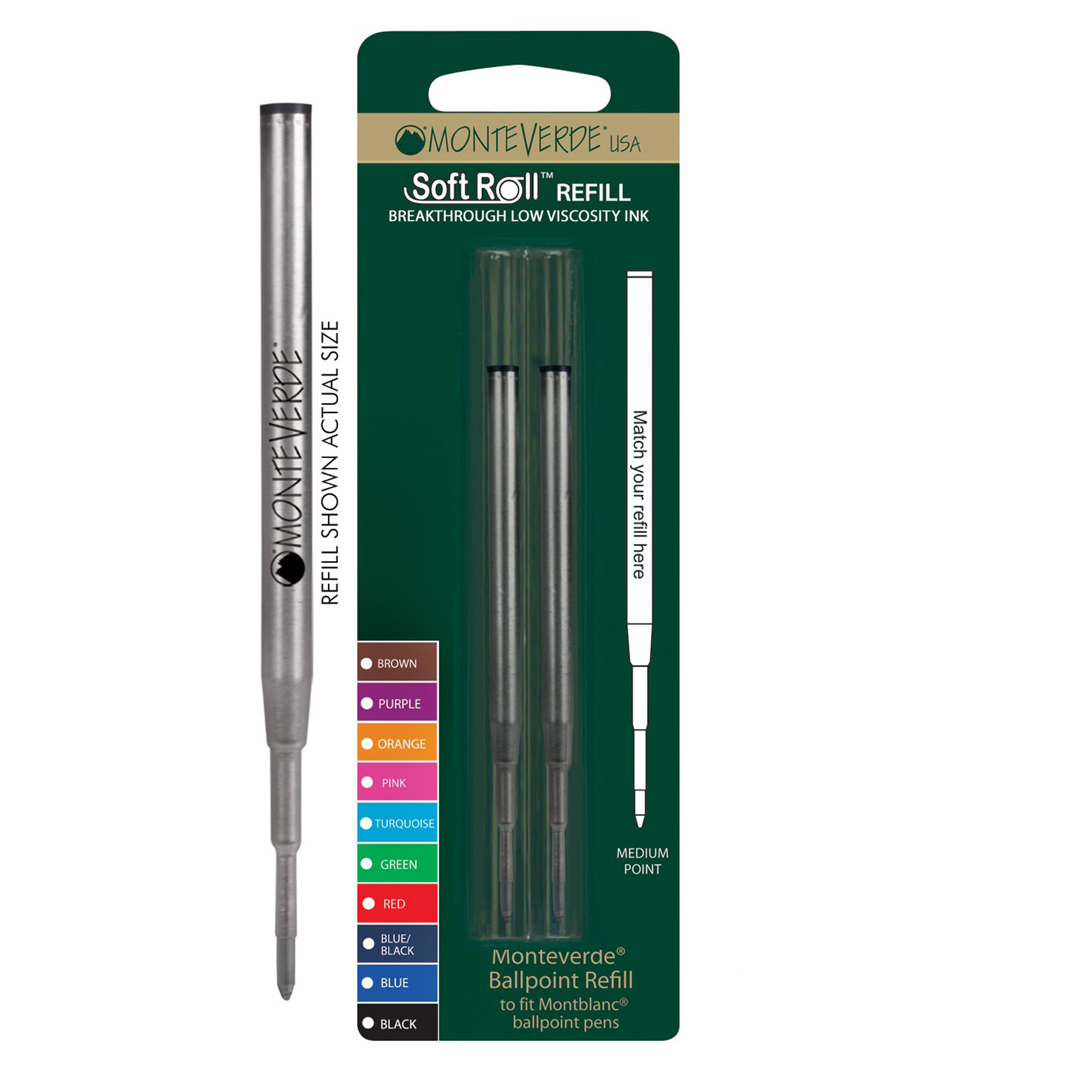 Refill per sfera Montblanc - punta media - blu - Monteverde - conf. 2 pezzi