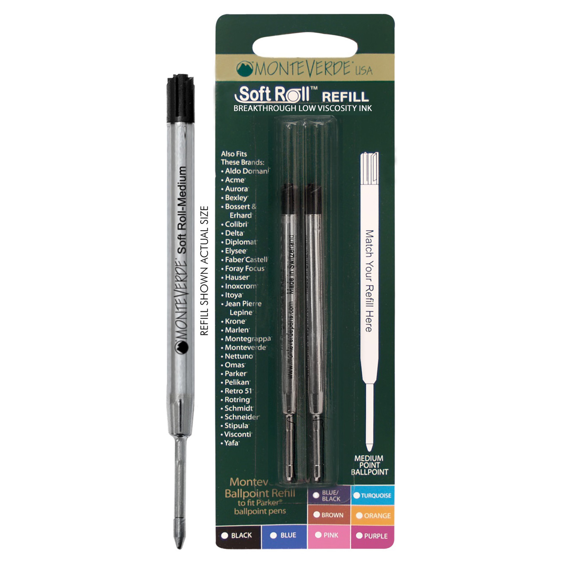 Refill per sfera Parker - punta media - nero - Monteverde - conf. 2 pezzi