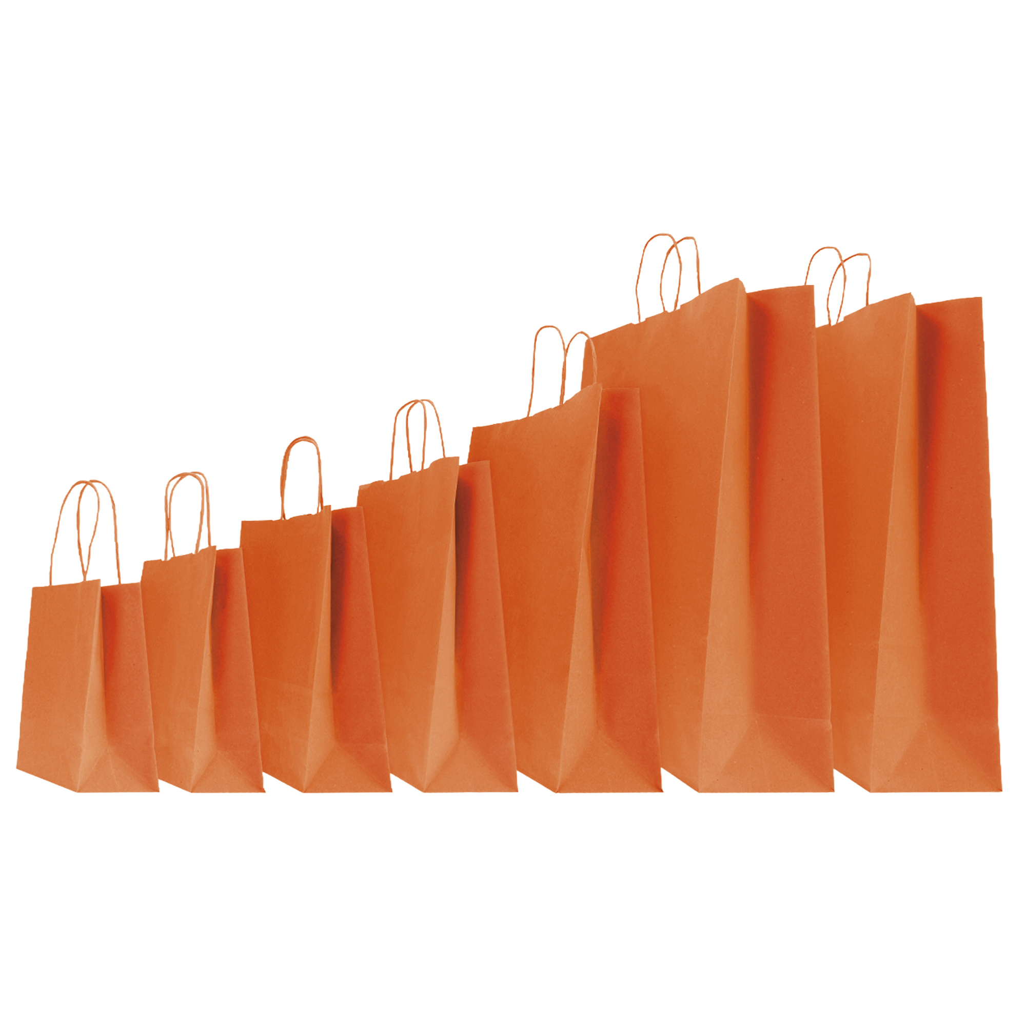 Shopper Twisted - maniglie cordino - 26 x 11 x 35 cm - carta kraft - arancio - Mainetti Bags - conf. 25 pezzi