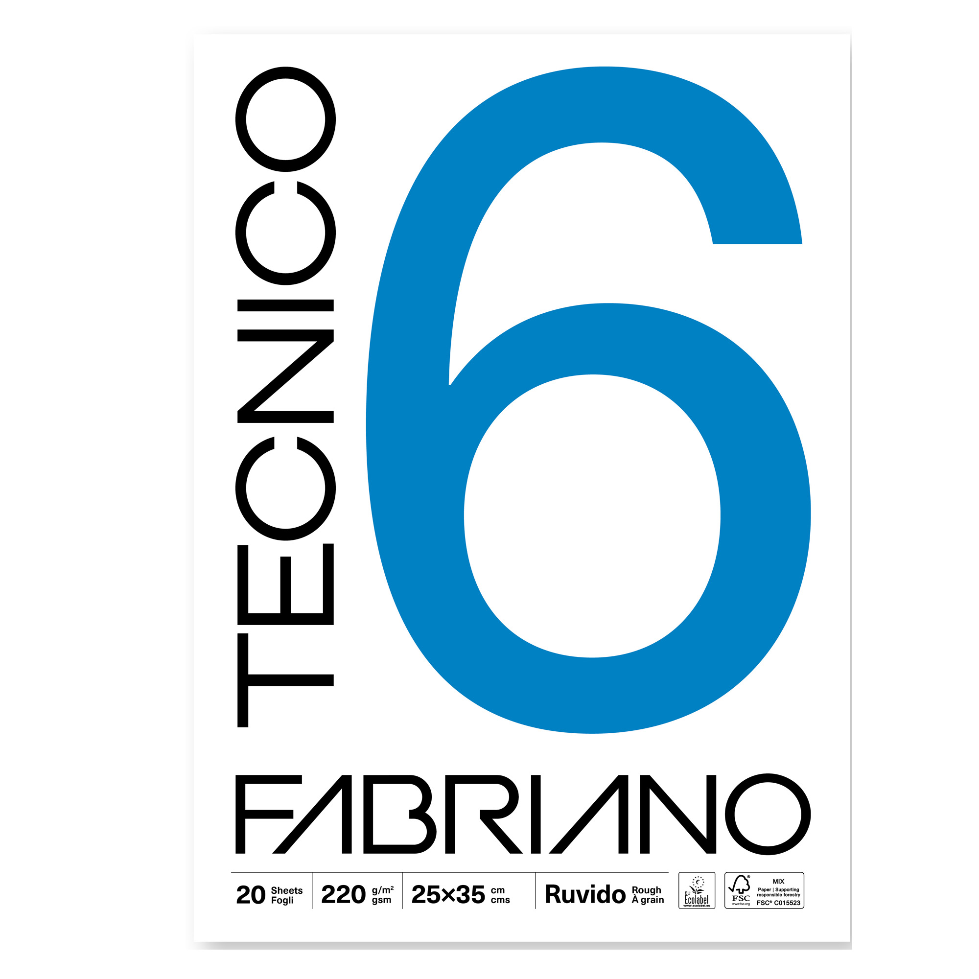 Blocco Tecnico 6 - 25 x 35 cm - 20 fogli - 220 gr - ruvido - Fabriano