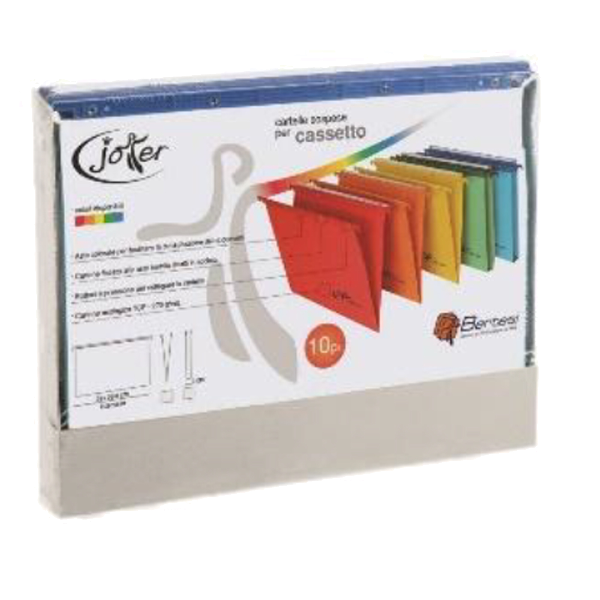 Cartelle sospese Joker - cassetto - interasse 33 cm - fondo V - 31,2 x 25 cm - colori assortiti - Bertesi - conf. 10 pezzi