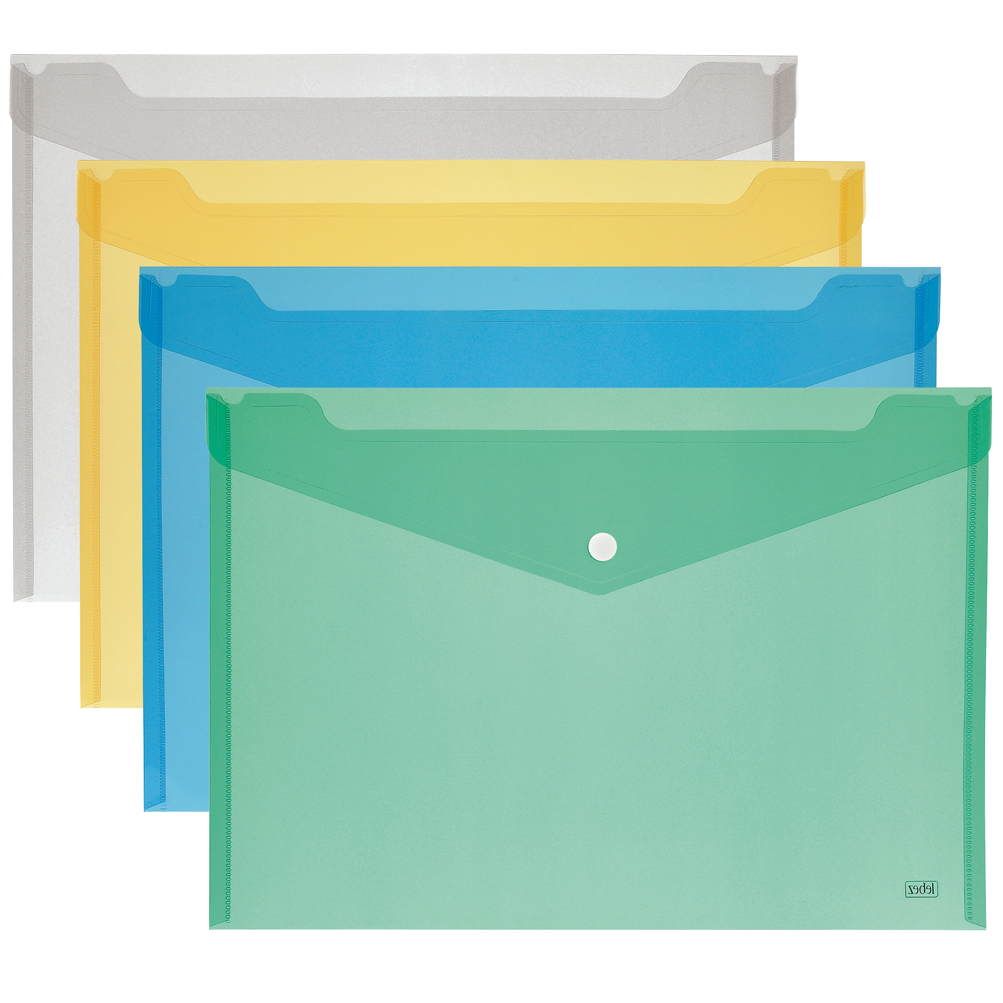 Busta con bottone - A4 - PP - colori assortiti - Lebez