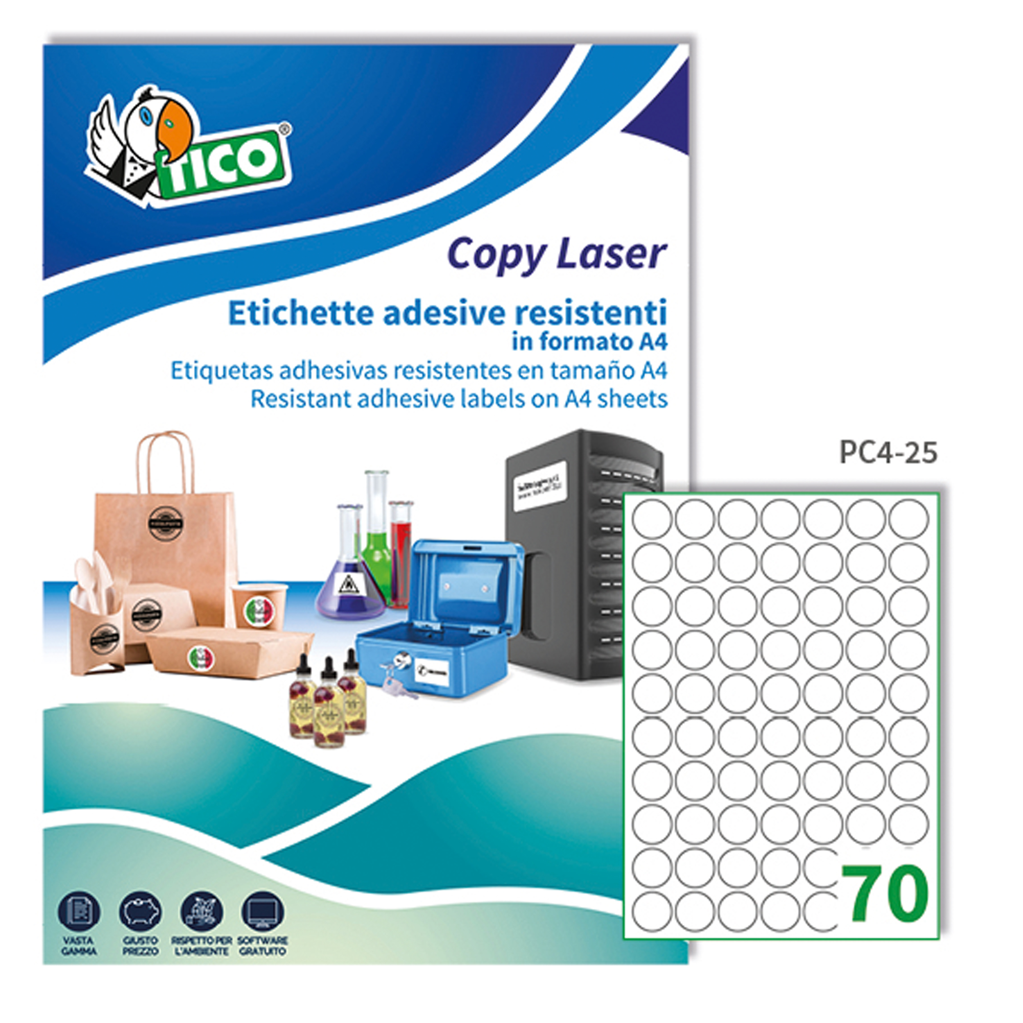 Etichette adesive tonde PC4 - in poliestere - …
