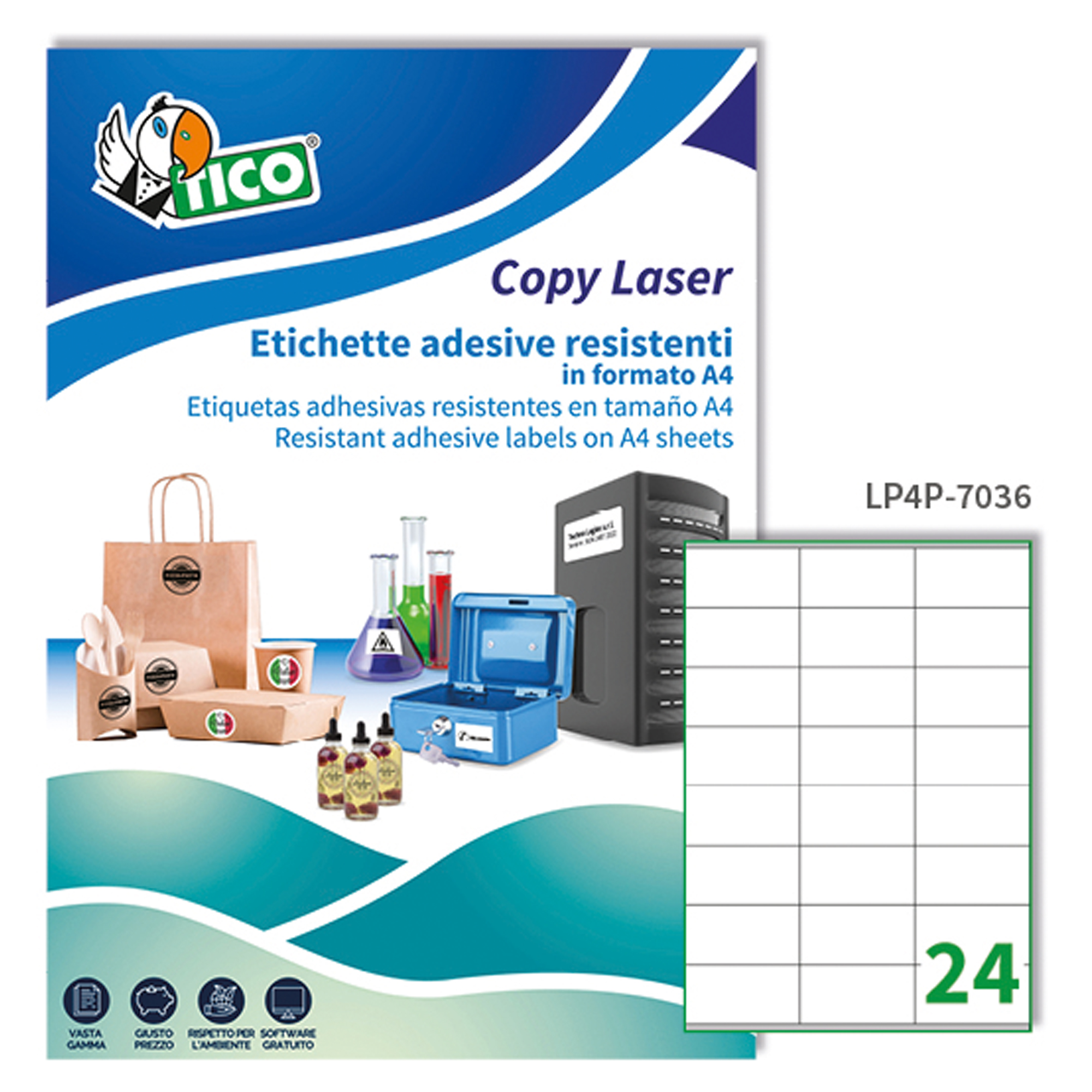 Etichette adesive LP4P - in poliestere - laser …