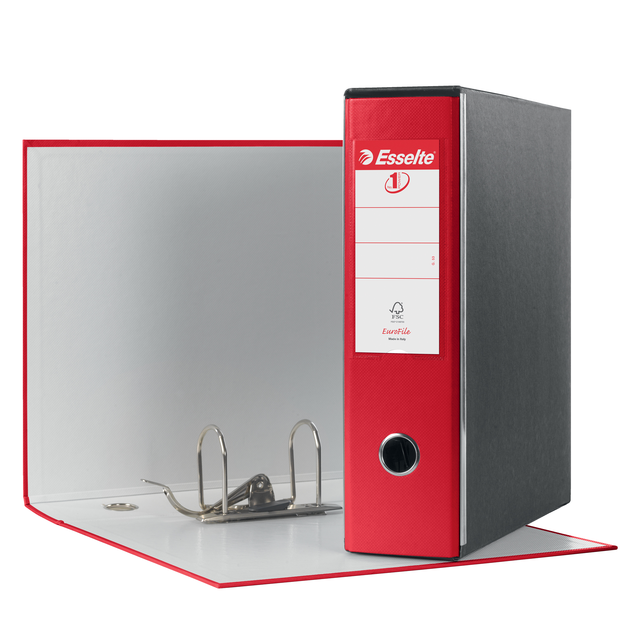 Registratore Eurofile G53 - dorso 8 cm - commerciale 23 x 30 cm - rosso vivida - Esselte