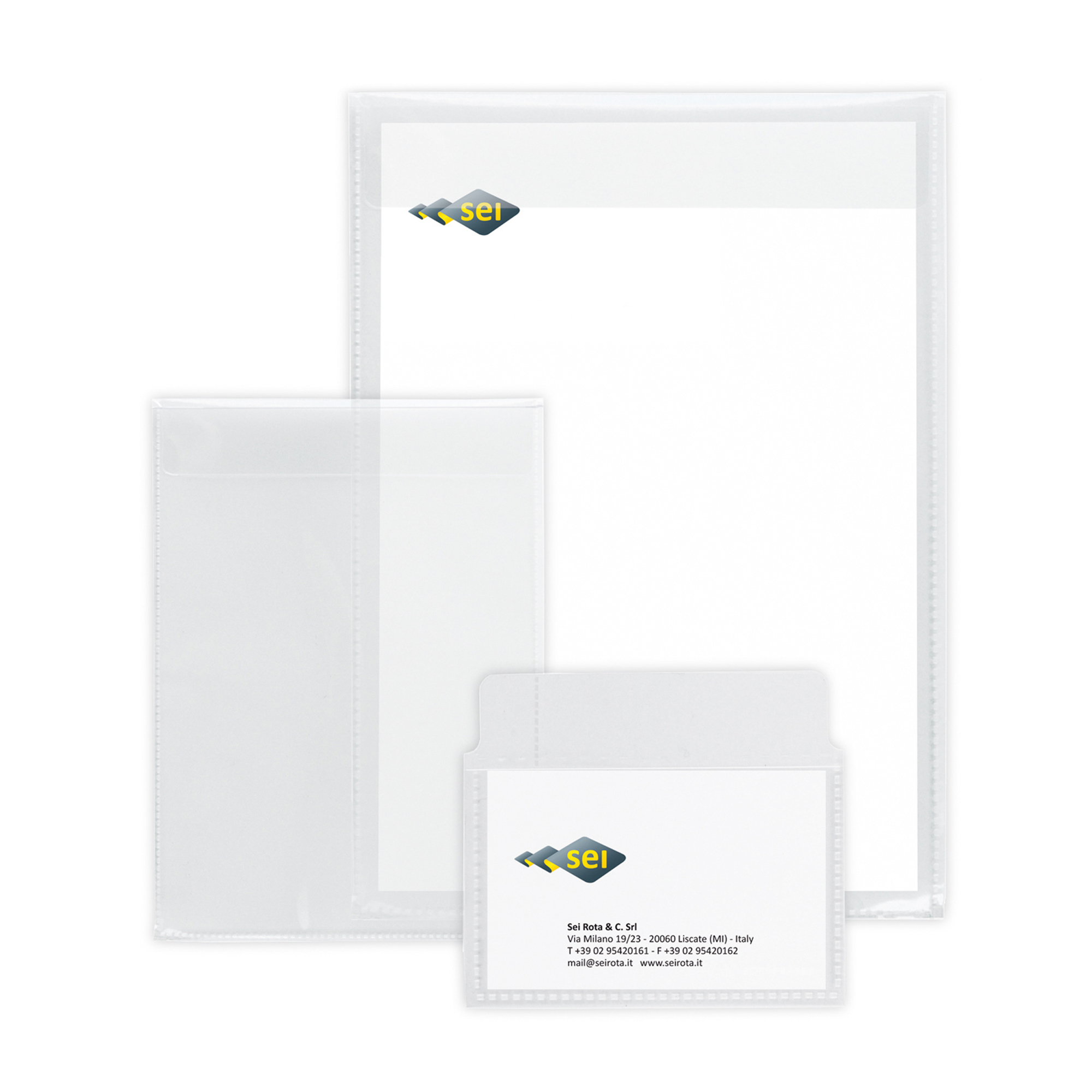 Buste con patella Soft P - PPL - 8 x 12 cm - liscio - trasparente - Sei Rota - conf. 25 pezzi
