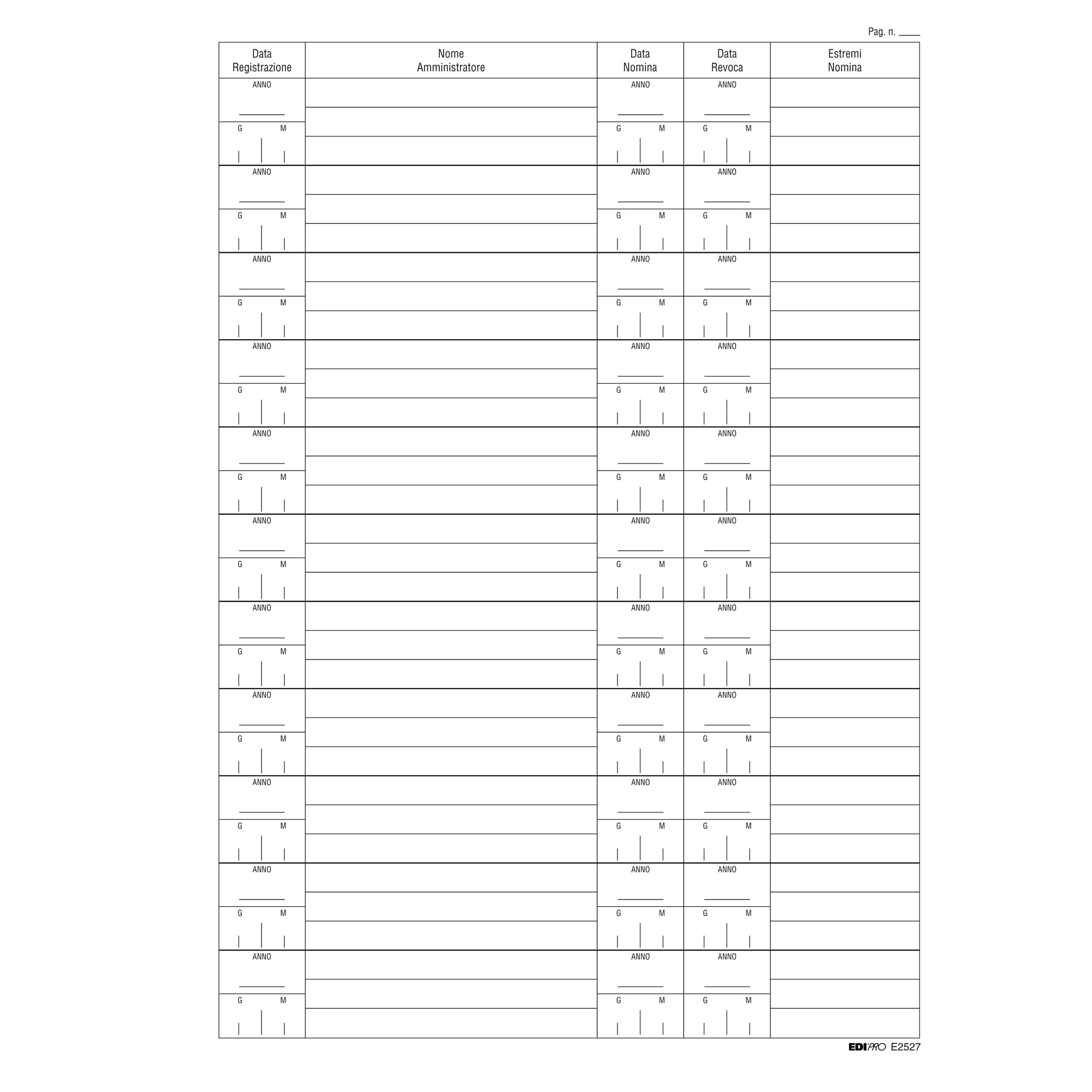 Registro nomina/revoca amministratore - 297 x 210mm - 16 fogli - Edipro