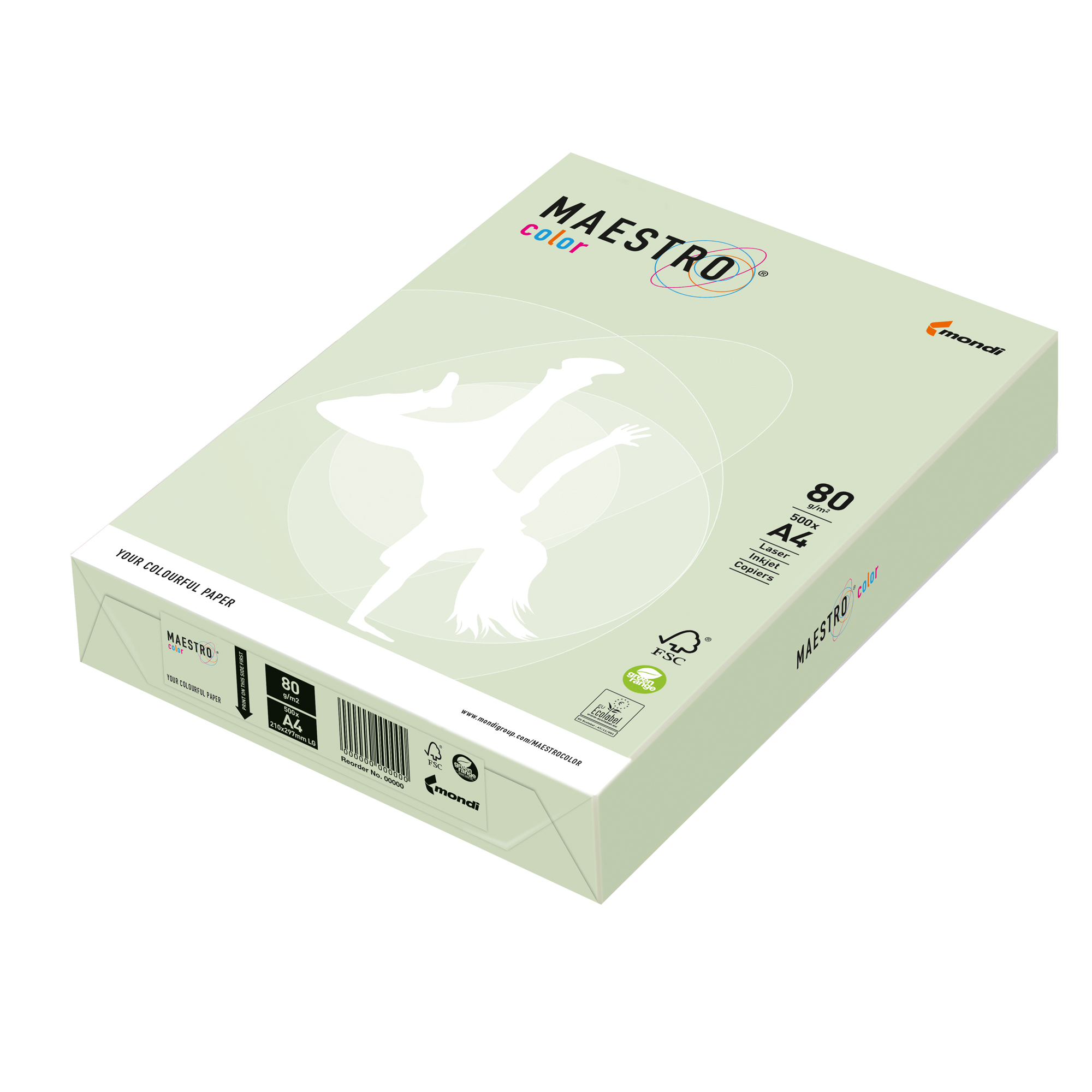 Carta Maestro Color - A4 - 80 gr - verde tenue GN27 - Mondi - conf. 500 fogli