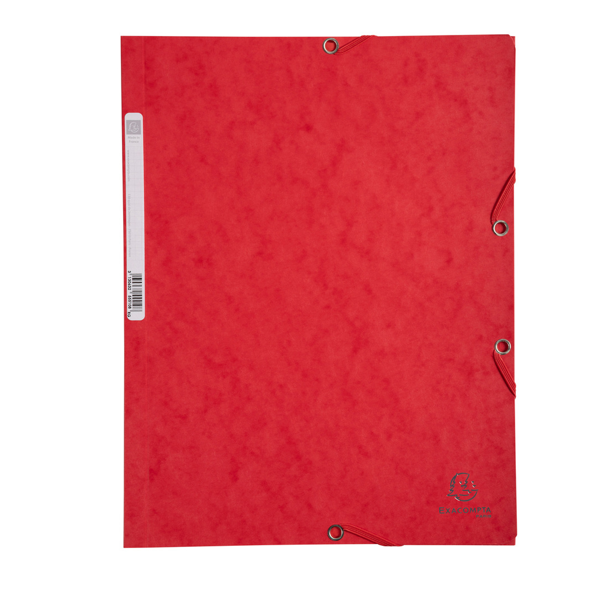 Cartella 3 lembi con elastico angolare - A4 - dorso 0,3 cm - cartoncino Lustrè - rosso - Exacompta