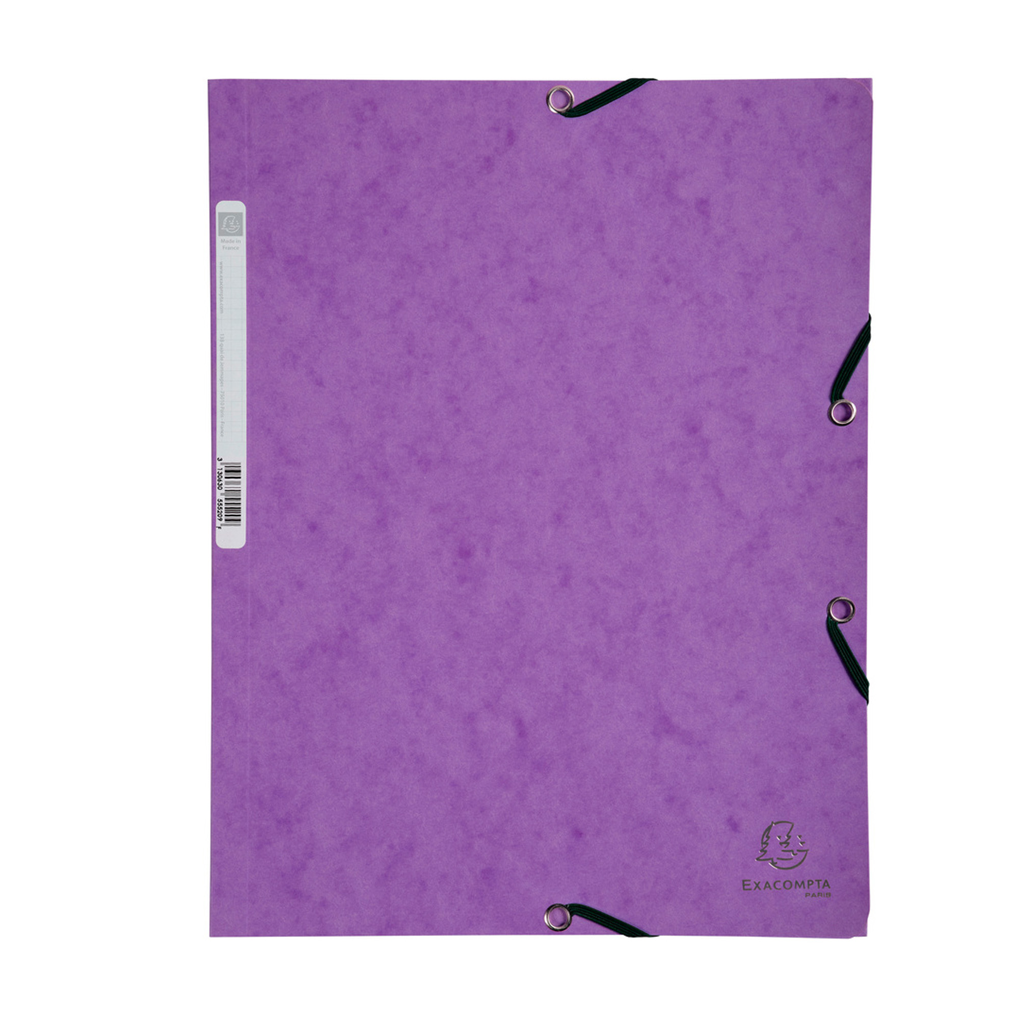 Cartella 3 lembi con elastico angolare - A4 - dorso 0,3 cm - cartoncino Lustrè - viola - Exacompta