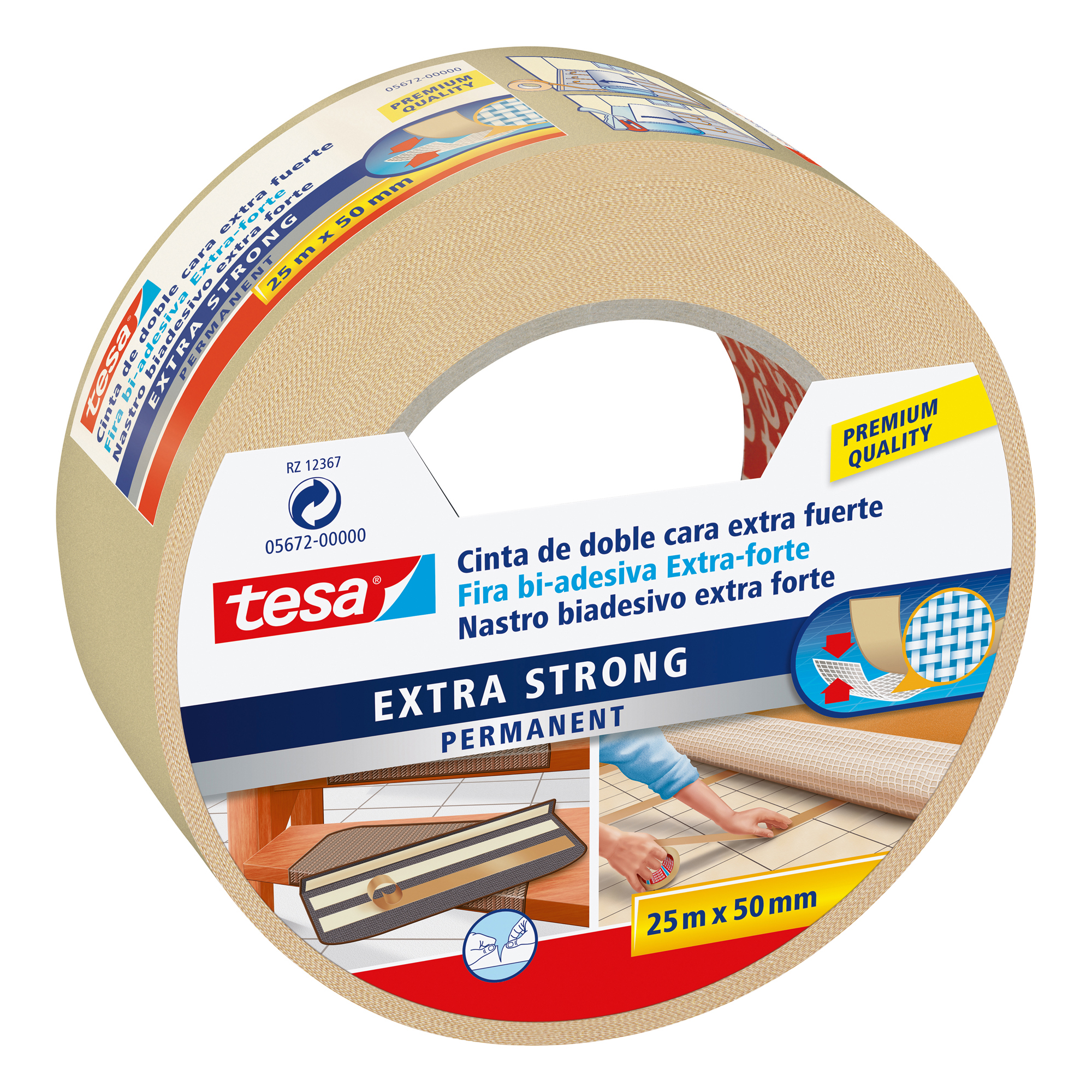Nastro biadesivo Extra Forte - 50 mm x 25 m - PP - bianco - Tesa