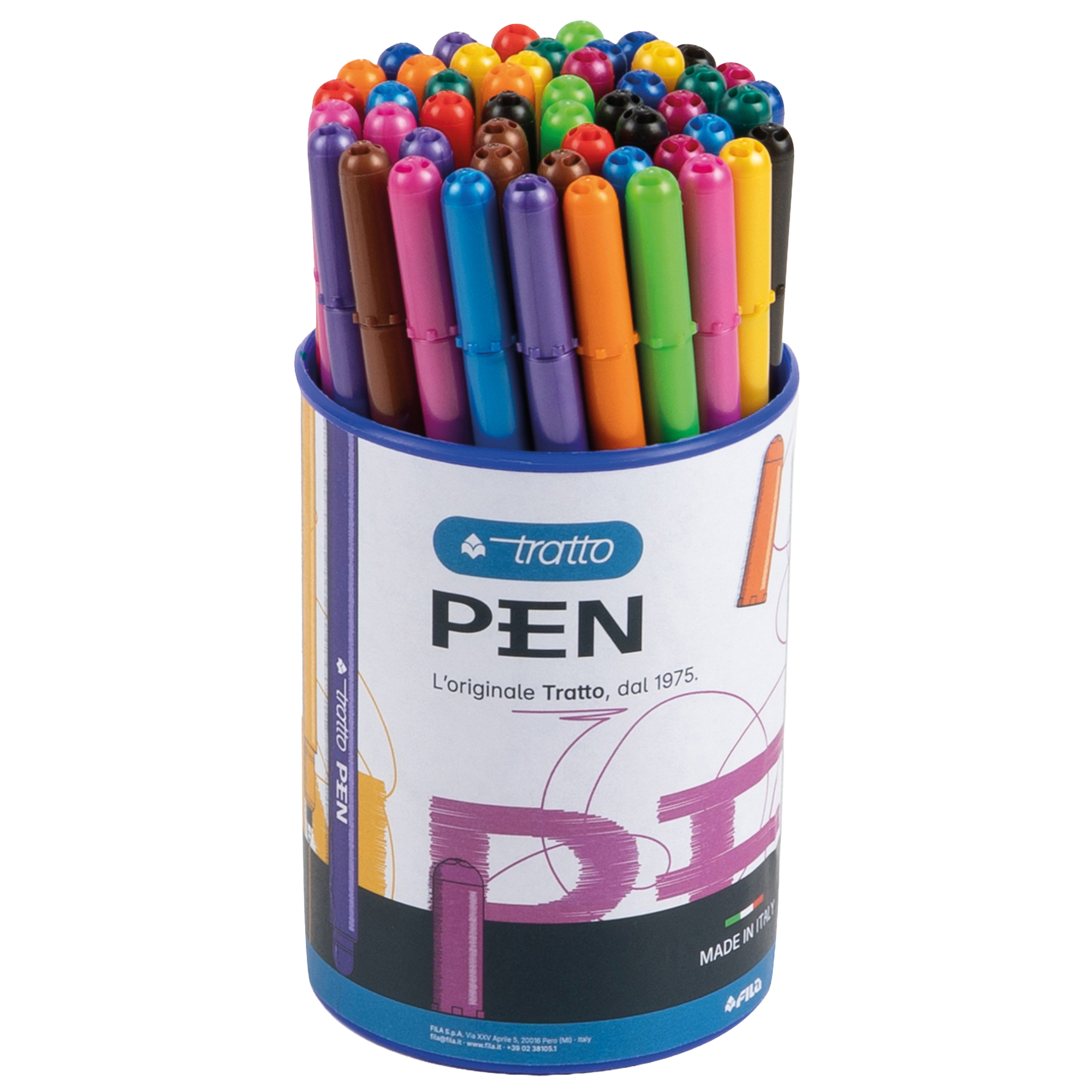 Pennarello fineliner Tratto Pen - tratto 0,5mm - colori assortiti - Tratto - barattolo 50 pezzi