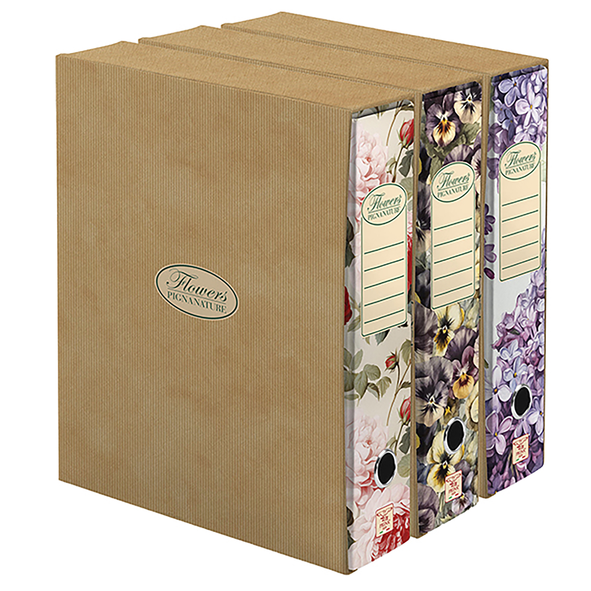 Registratore a leva Nature Flowers - protocollo - dorso 8cm - Pigna