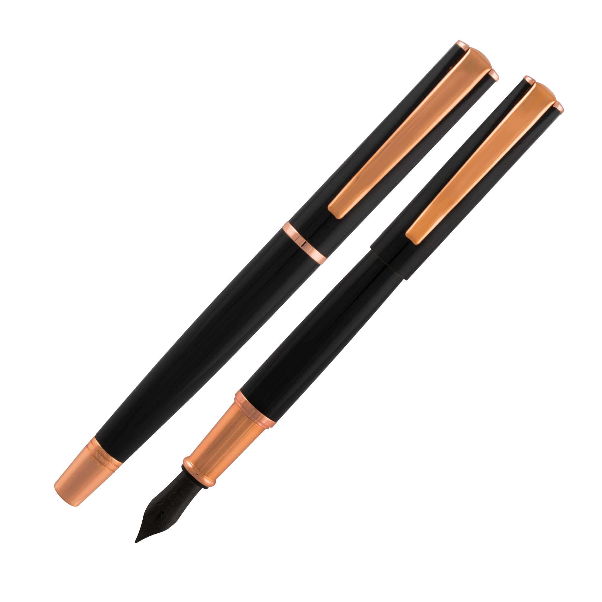 Penna Stilografica Impressa - punta M - nero/rosegold …