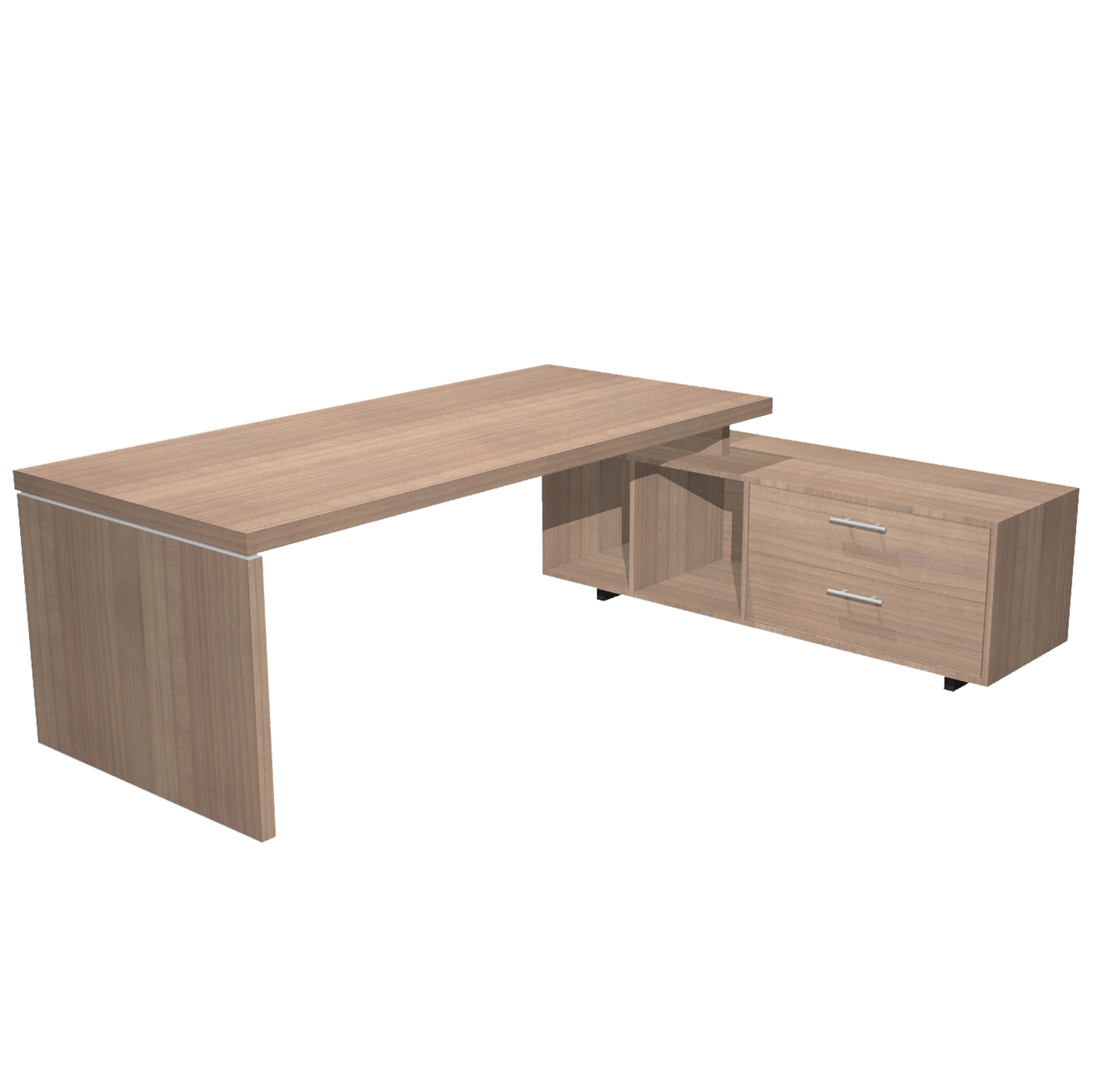 Scrivania Manager Prestige - con mobile servizio reversibile - 210 x 90 x 74 cm - ciliegio arabis
