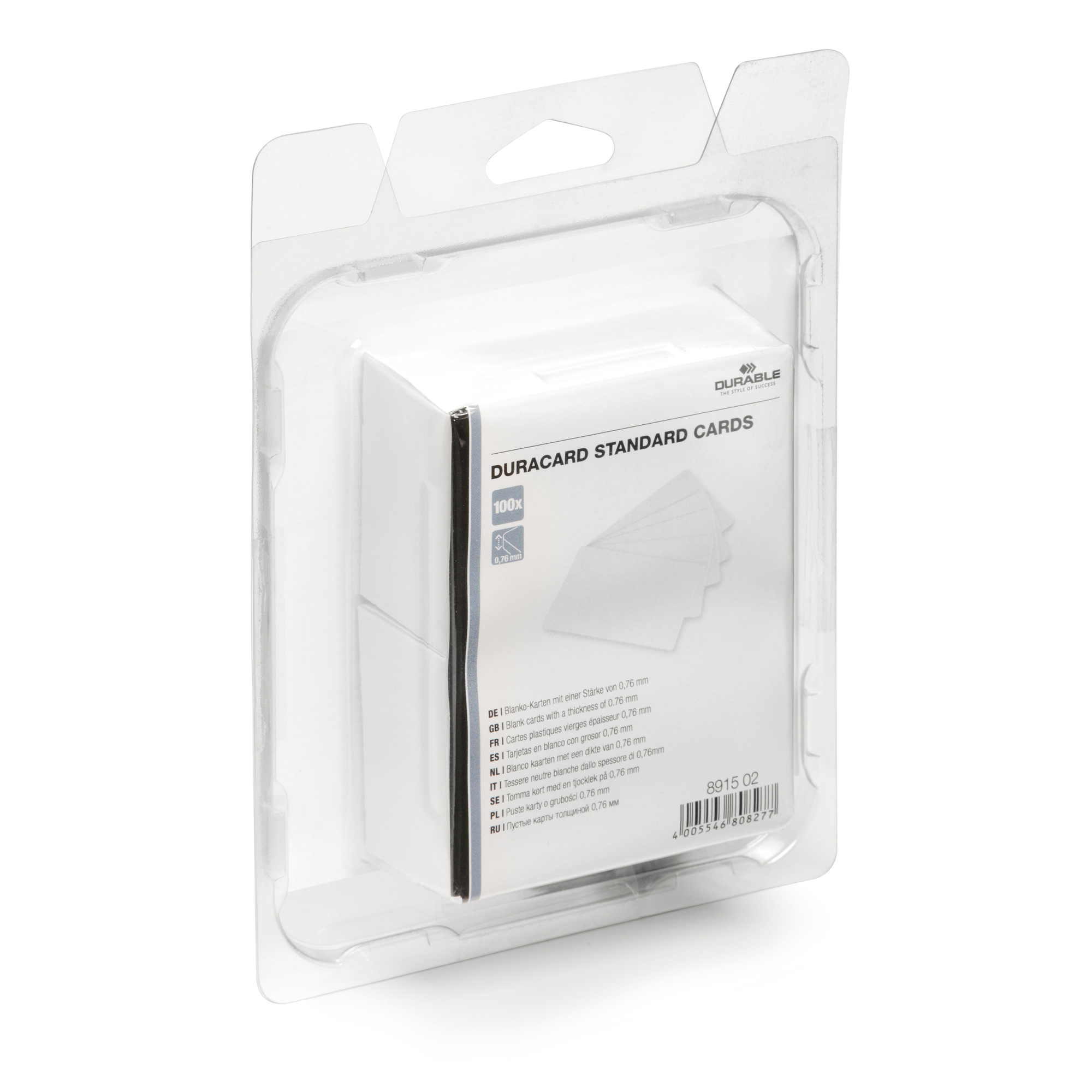 Tessere bianche per stampante Duracard ID 300 - spessore 0,76 mm - 54 x 86 mm - Durable - conf. 100 pezzi