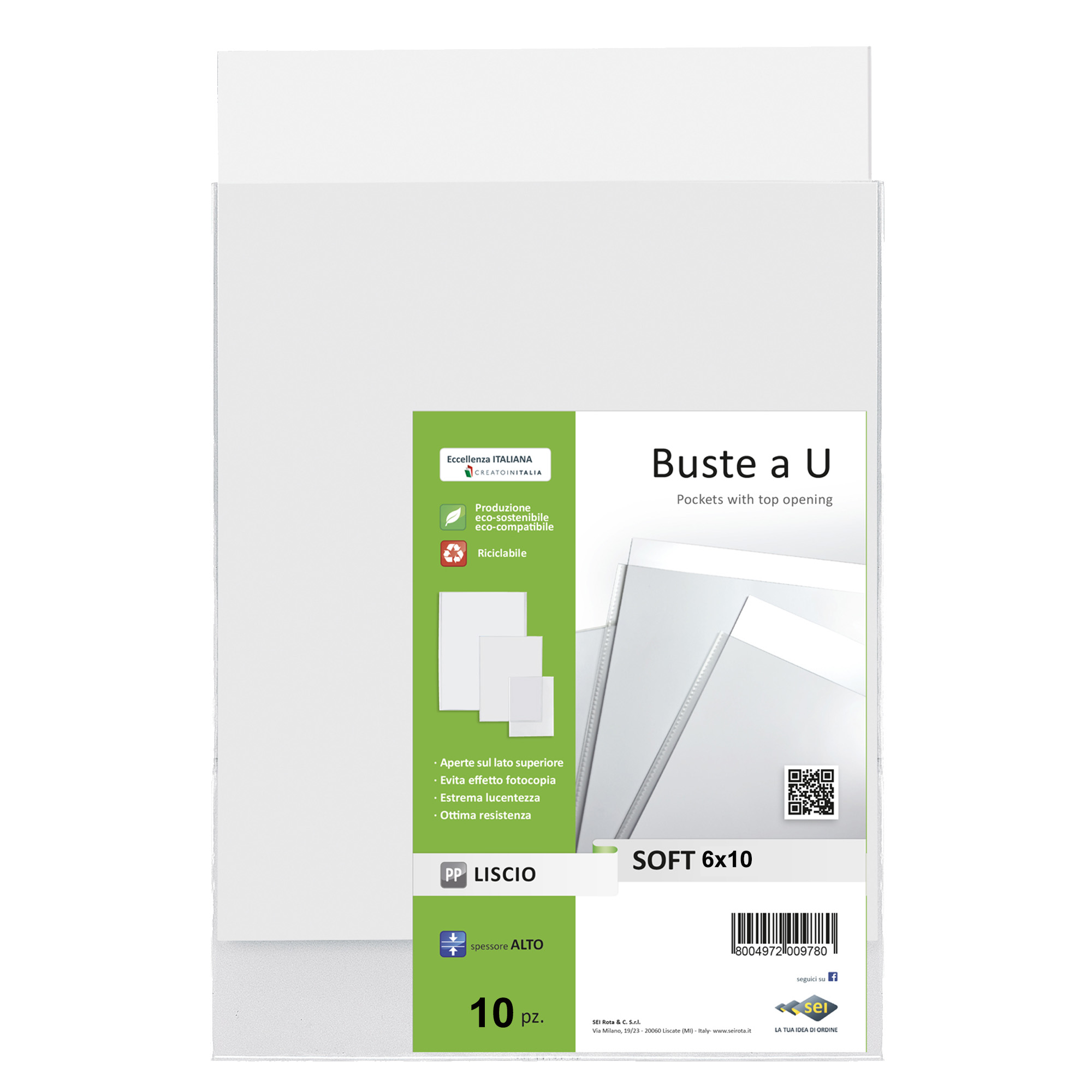 Buste a sacco Soft - PPL - 6 x 10 cm - liscio - trasparente - Sei Rota - conf. 10 pezzi