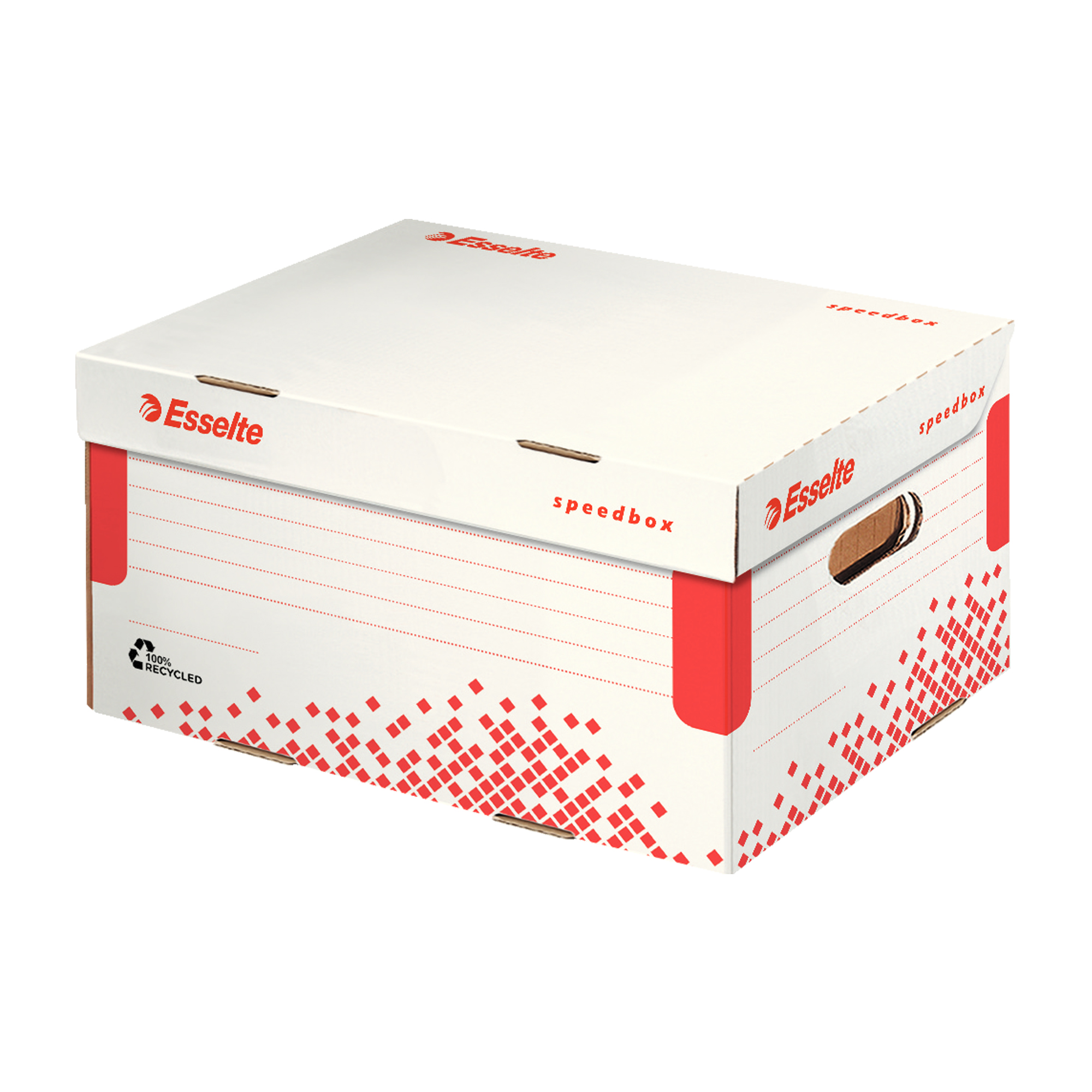 Scatola container Speedbox - Small - 25,2 x 35,5cm - dorso 19,3 cm - bianco e rosso - Esselte