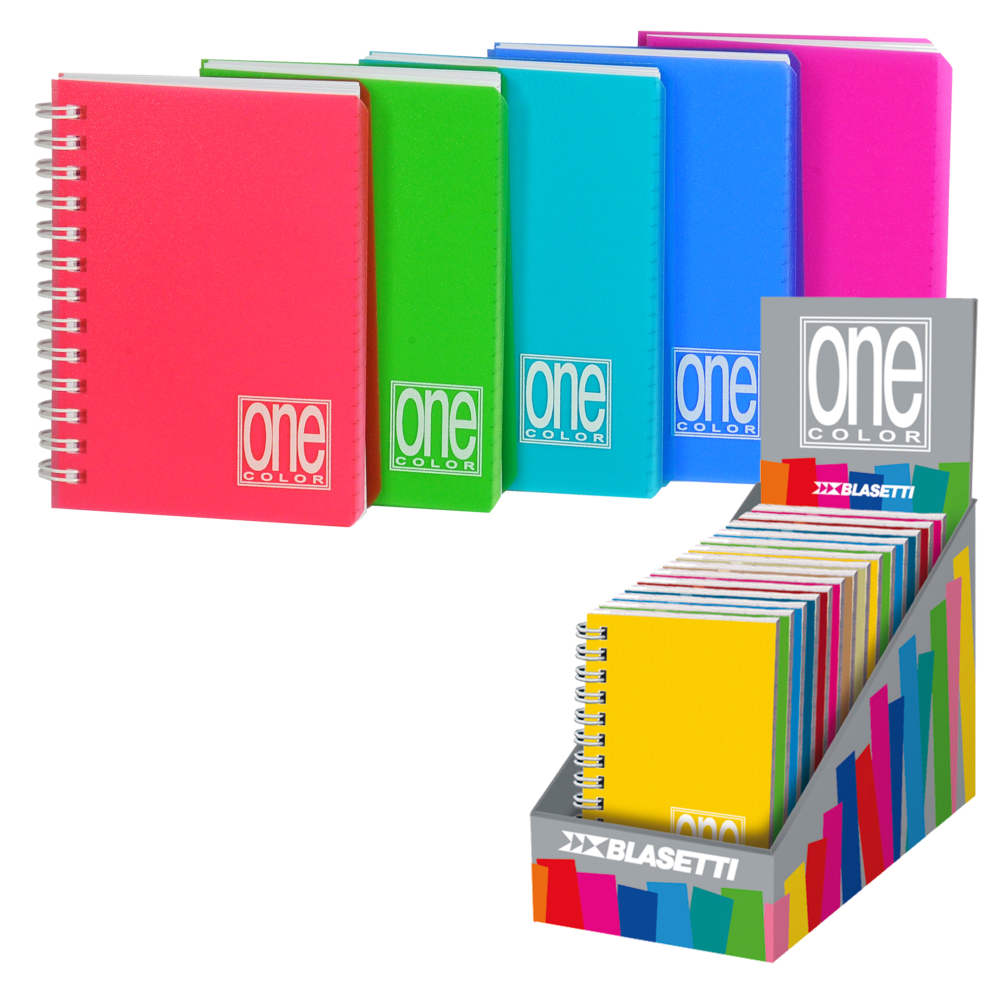 Miniquaderno One Color PP - A7 - 1 rigo - 80 fogli - 80 gr - c/fori - spiralato - Blasetti