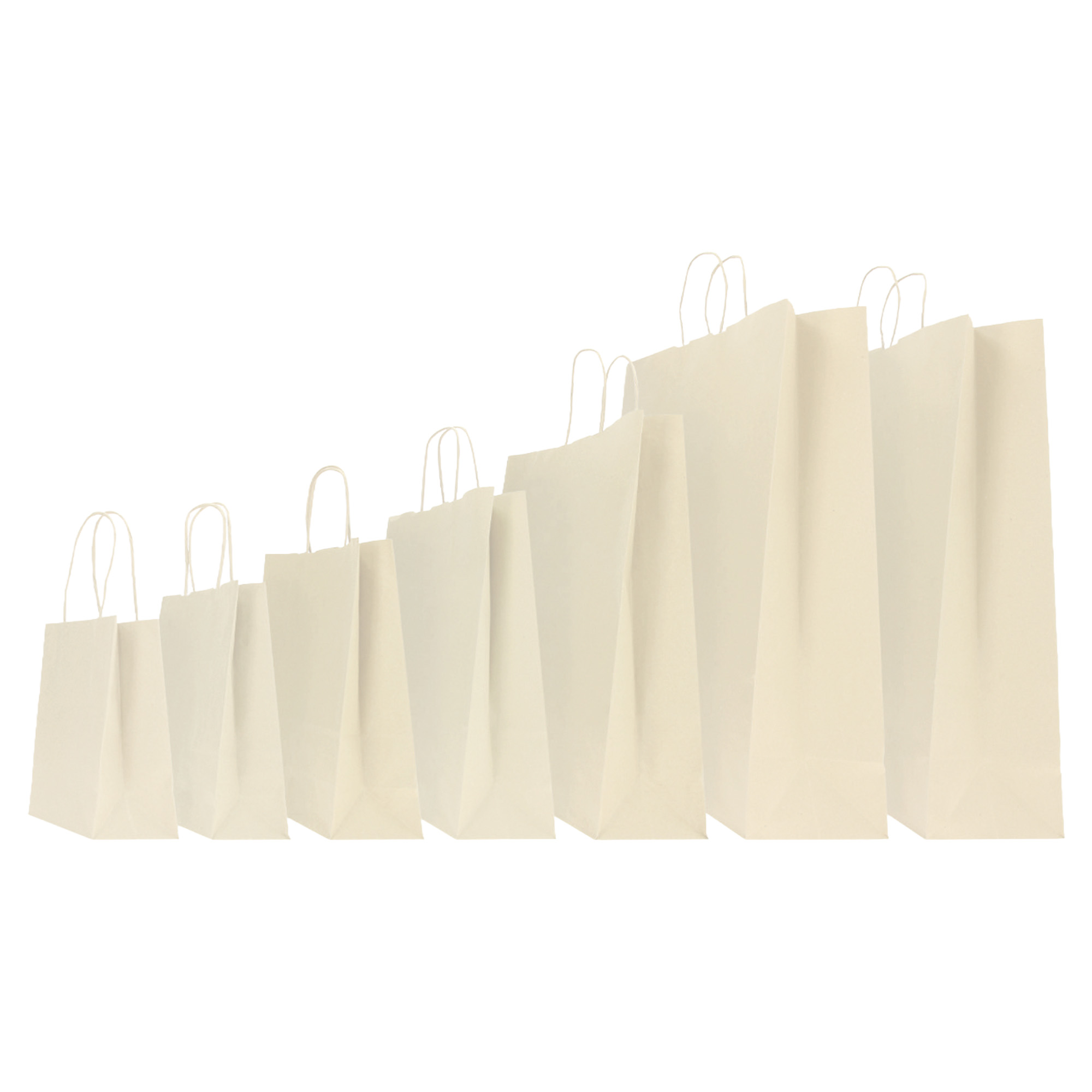 Shopper in carta - maniglie cordino - 18 x 8 x 24cm - avorio - conf. 25 sacchetti