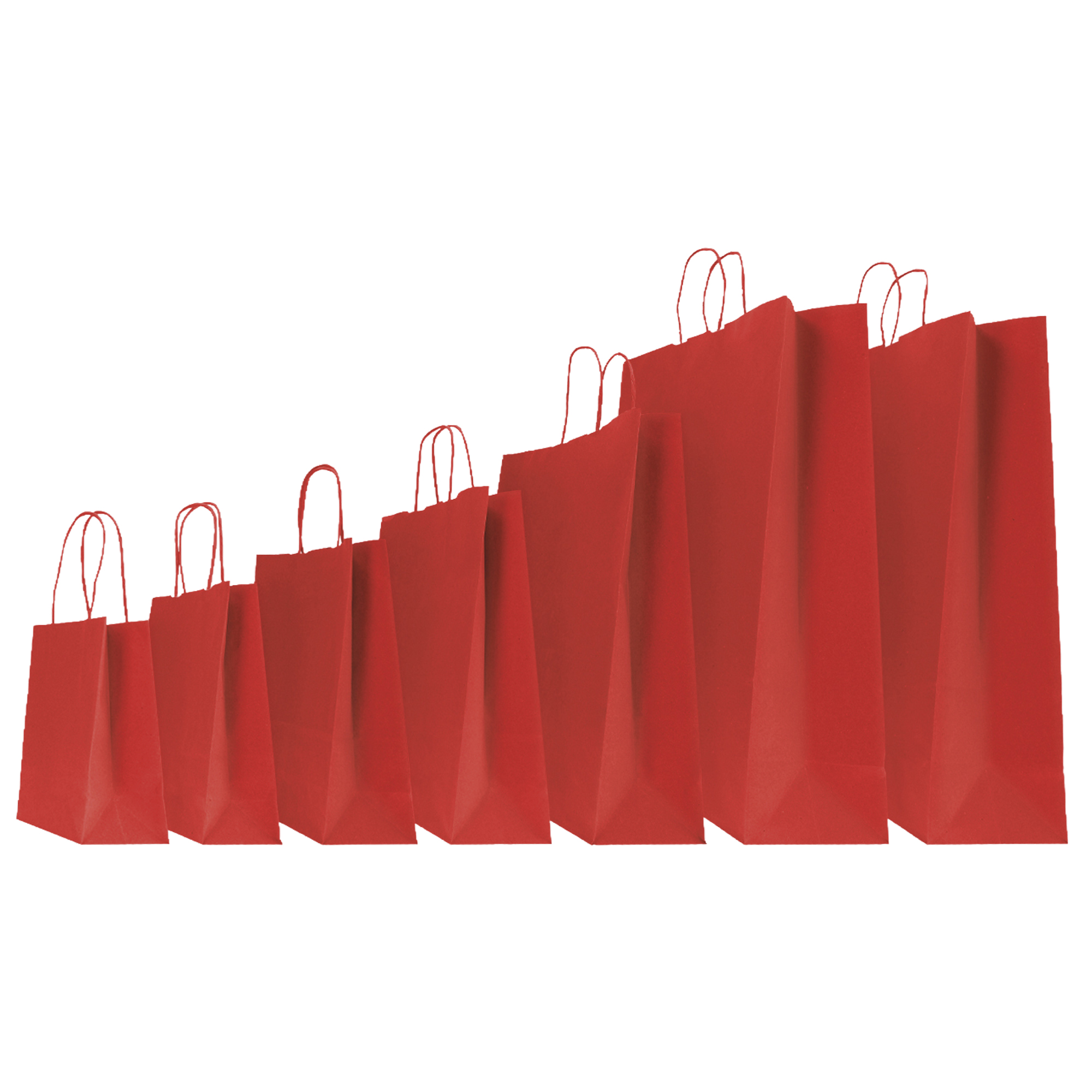 Shopper Twisted - maniglie cordino - 18 x 8 x 24 cm - carta kraft - rosso - Mainetti Bags - conf. 25 pezzi