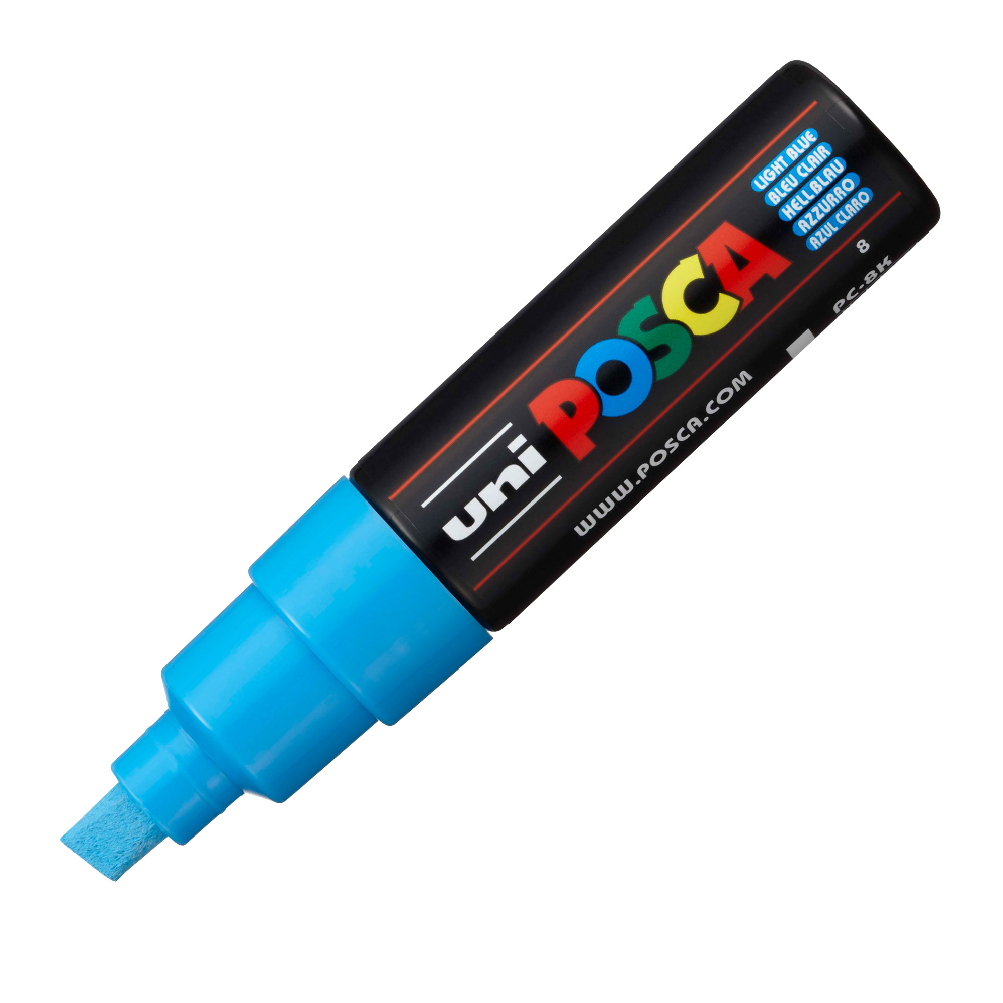 Marcatore Uni Posca PC8K - punta a scalpello 8mm - azzurro - Uni Mitsubishi