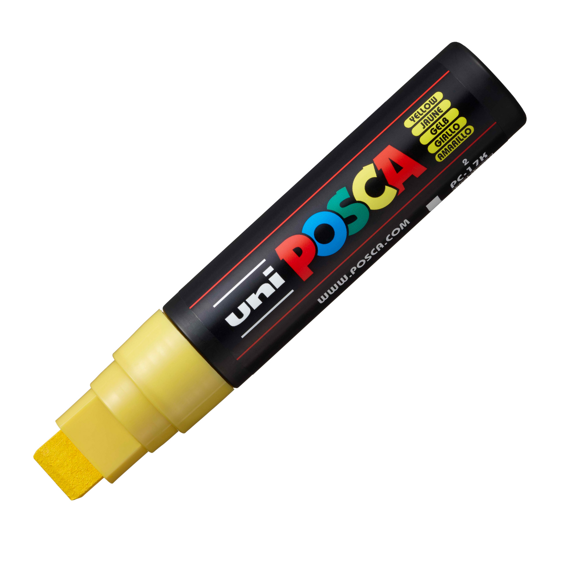 Marcatore a base d'acqua Uni Posca PC17K - punta extra large a scalpello 15,0mm - giallo - Uni Mitsubishi