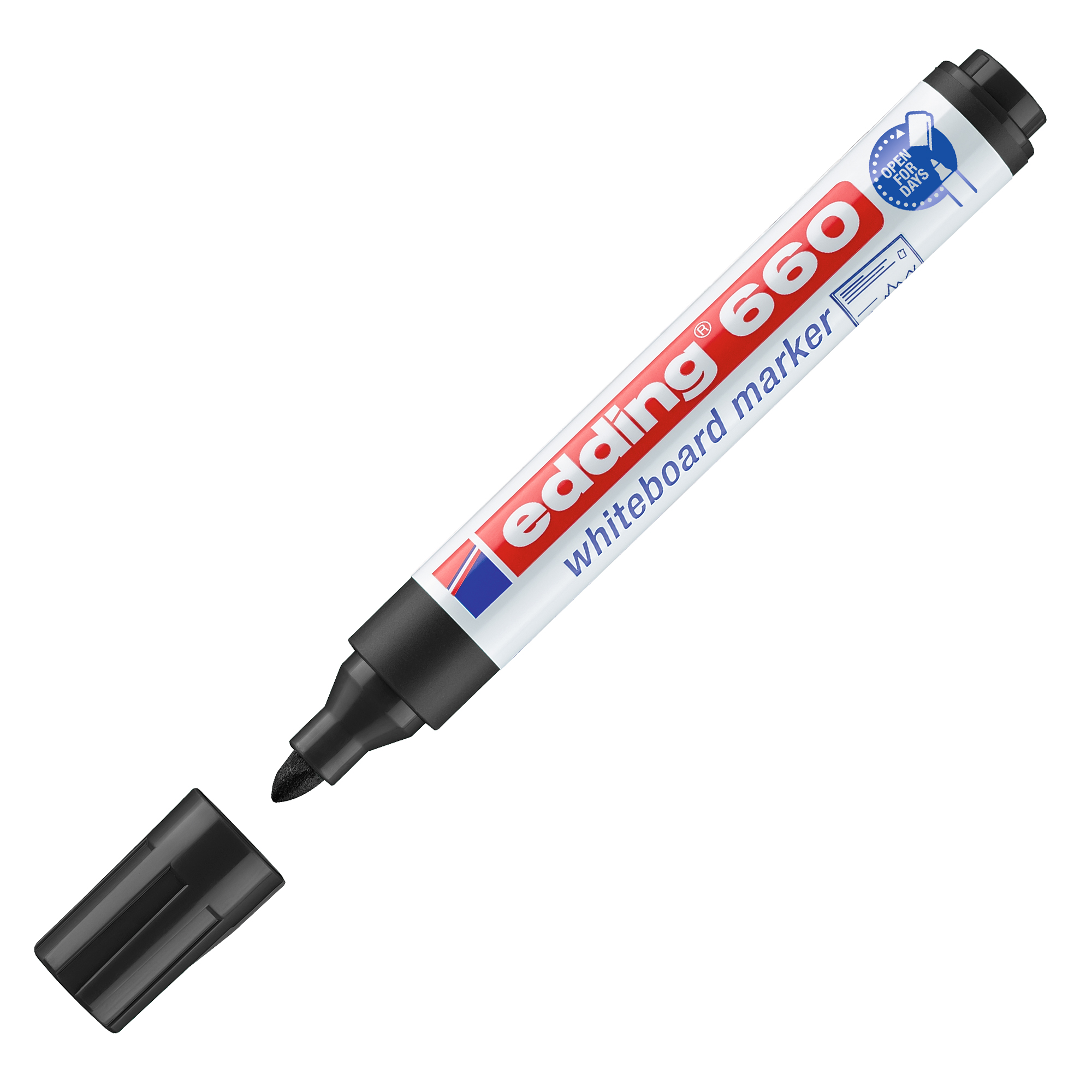 Marcatore per lavagne bianche 660 - punta conica - da 1,5 a 3 mm - nero - Edding