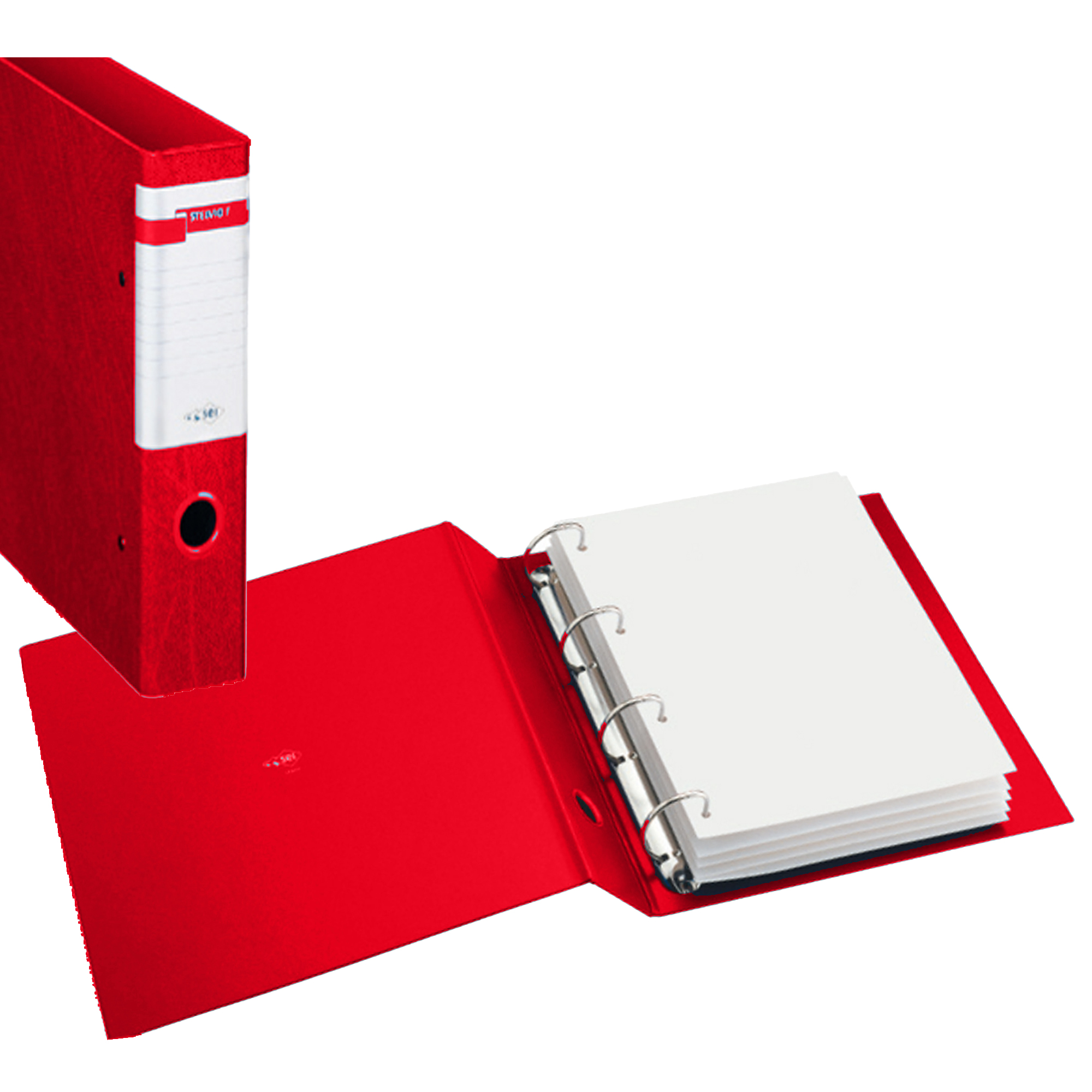 Raccoglitore Stelvio F - 22 x 30 cm - 4 anelli a D 25 mm - dorso 3,5 cm - rosso - Sei Rota