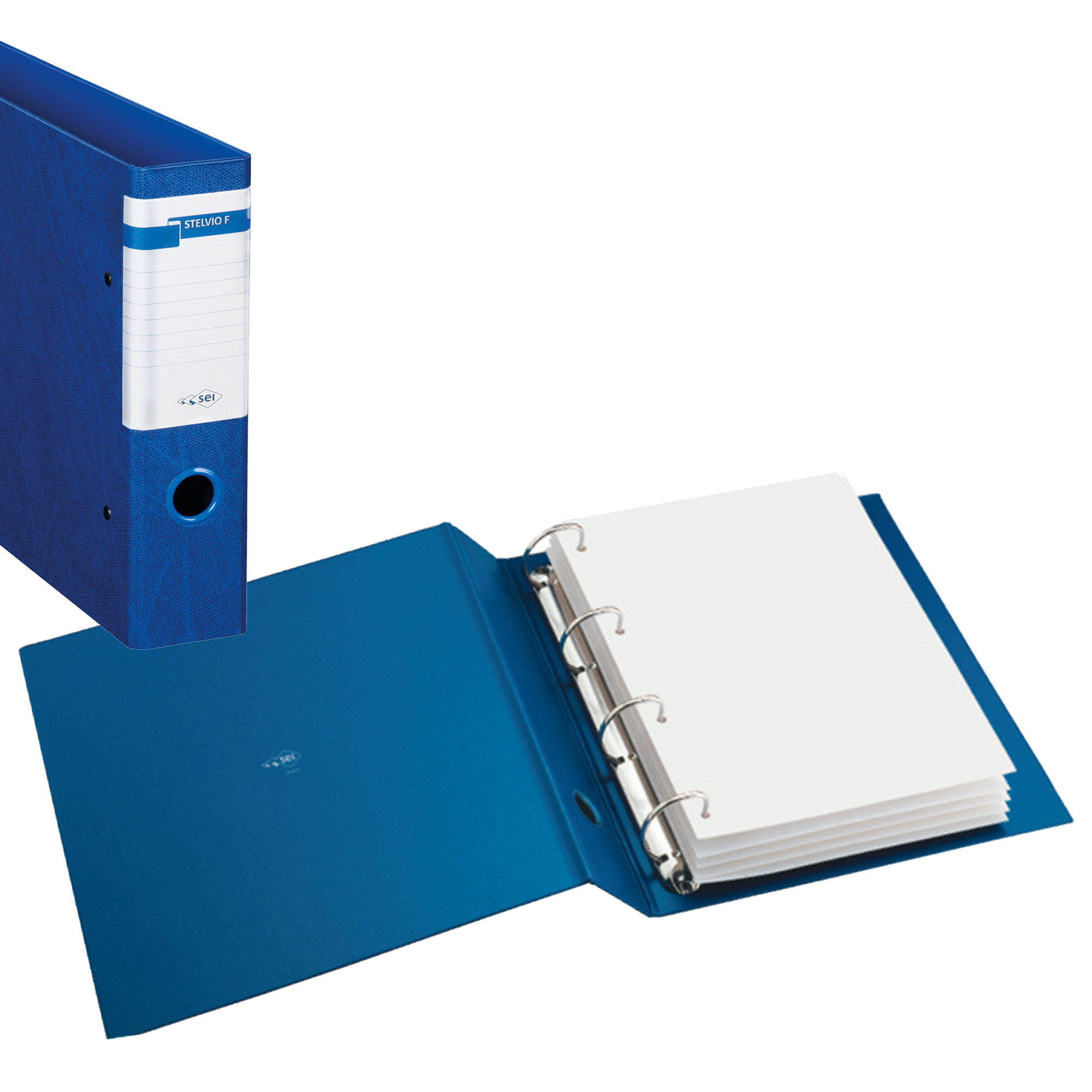 Raccoglitore Stelvio F - 22 x 30 cm - 4 anelli a Q 65 mm - dorso 9 cm - blu - Sei Rota