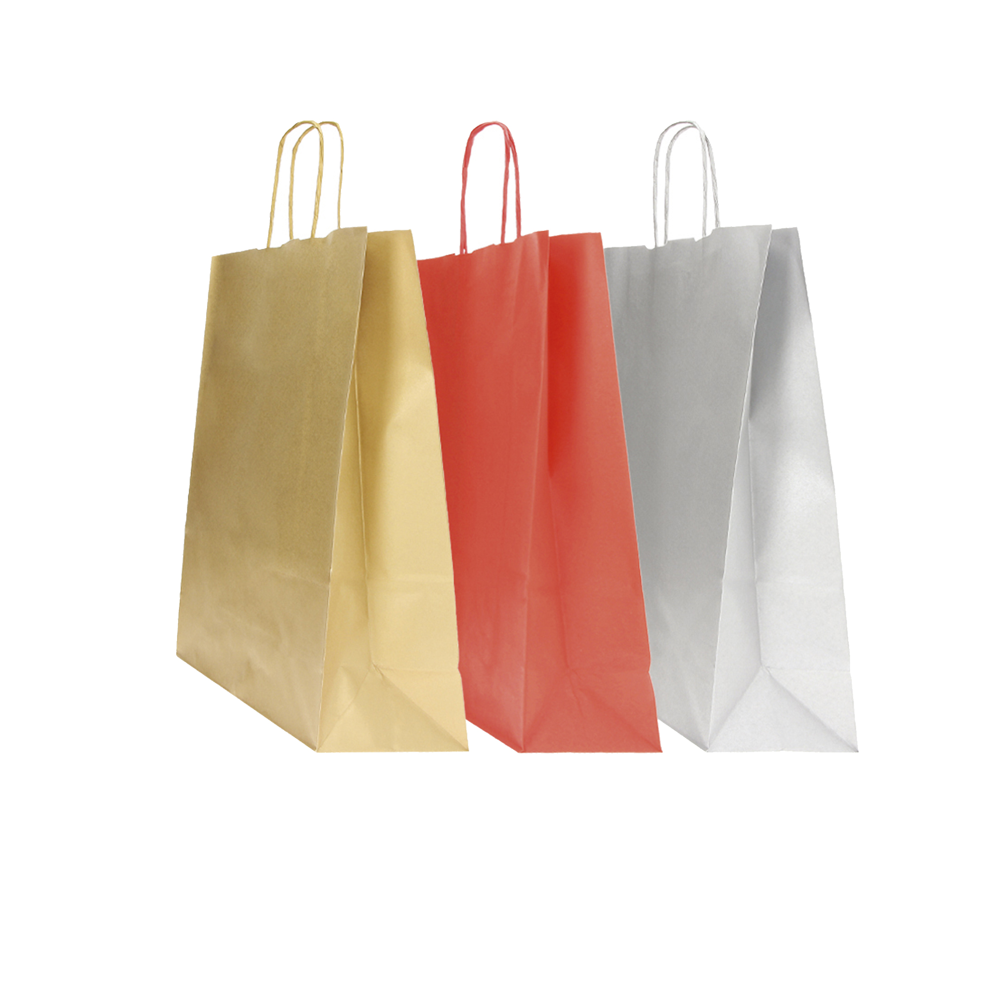 Shopper Twisted - maniglie cordino - 26 x 11 x 35 cm - carta kraft - mix Natale - Mainetti Bags - conf. 25 pezzi