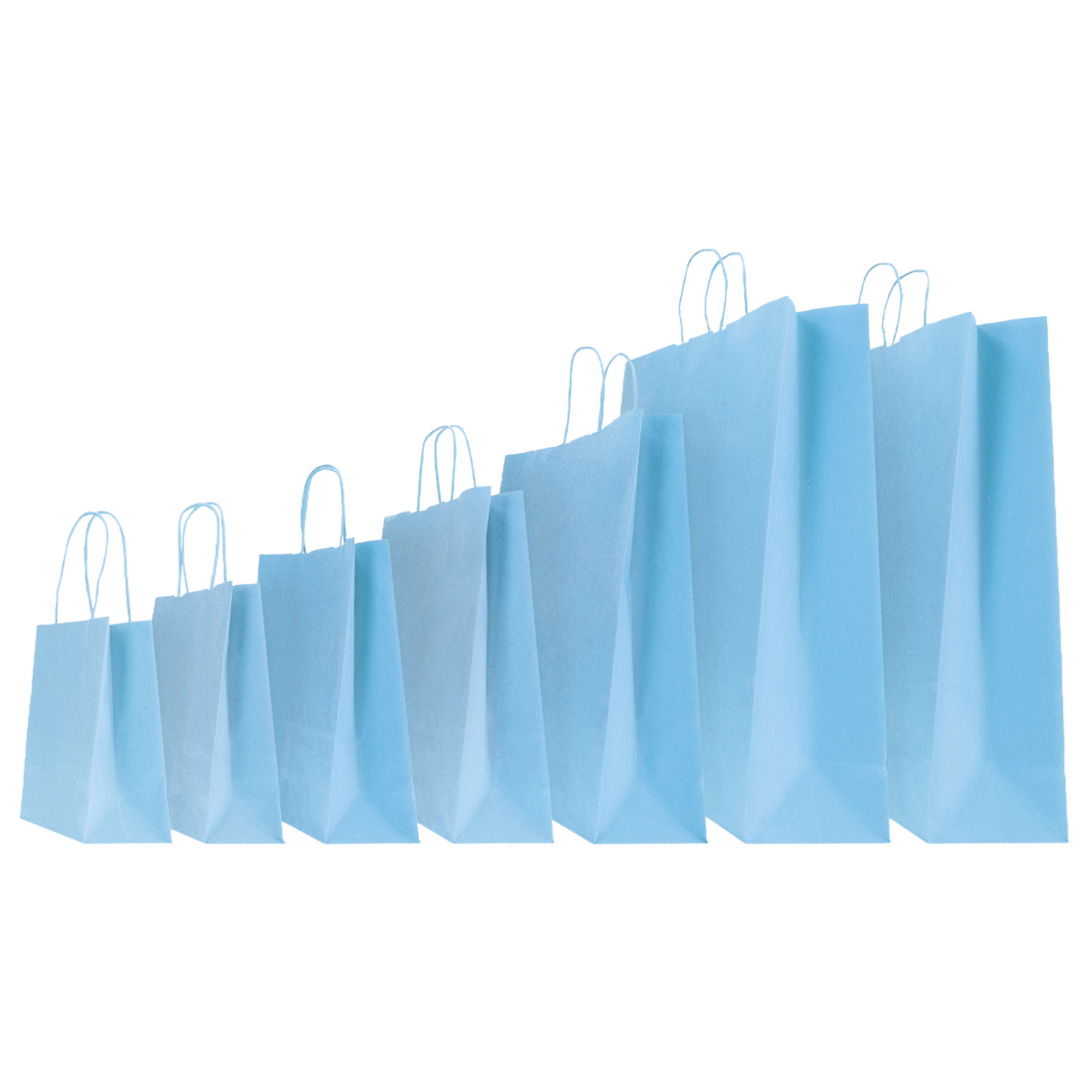Shopper Twisted - maniglie cordino - 22 x 10 x 29 cm - carta kraft - azzurro - Mainetti Bags - conf. 25 pezzi