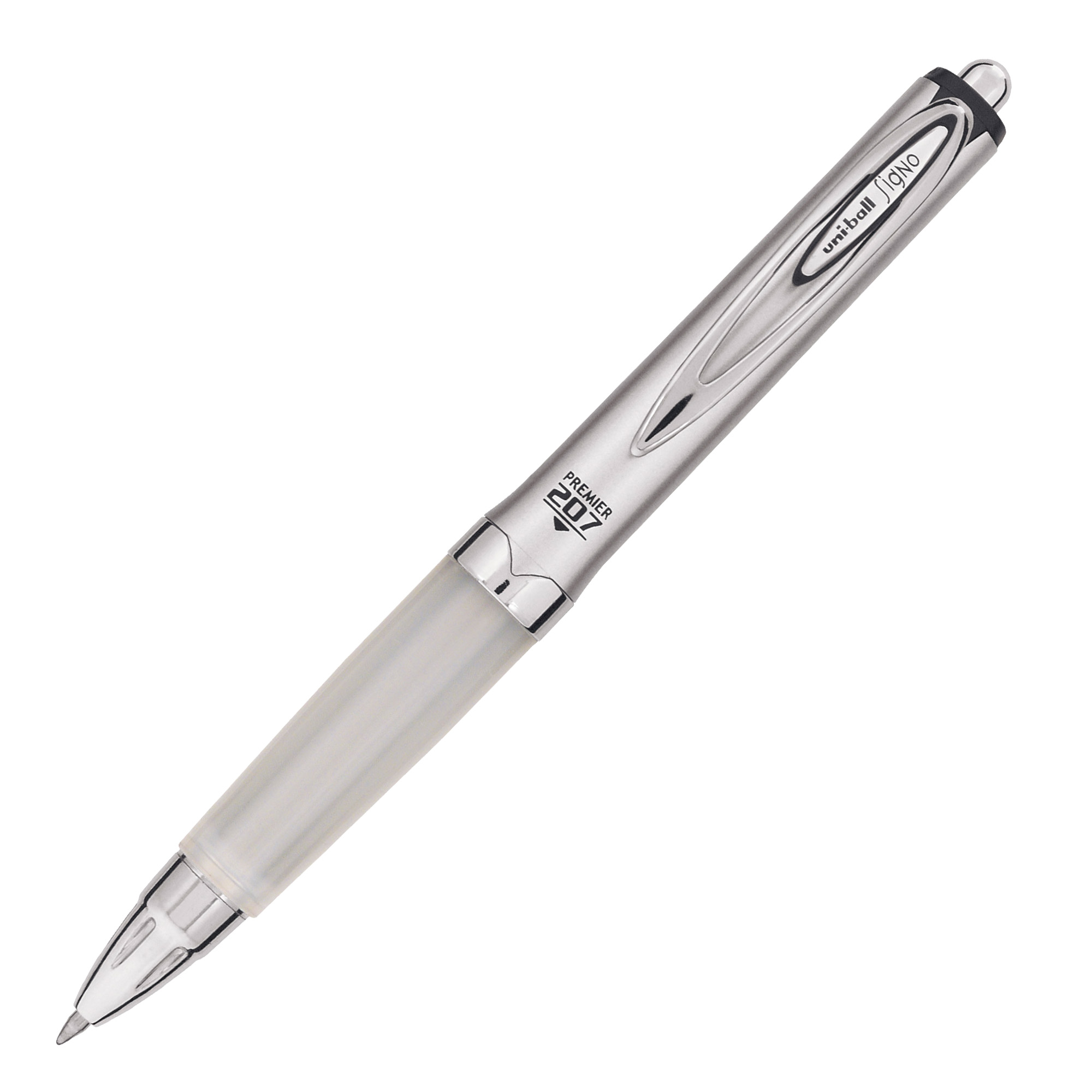 Penna gel a sfera a scatto Signo 207 Premier - fusto argento - nero - punta 0,7mm - Uni Mitsubishi