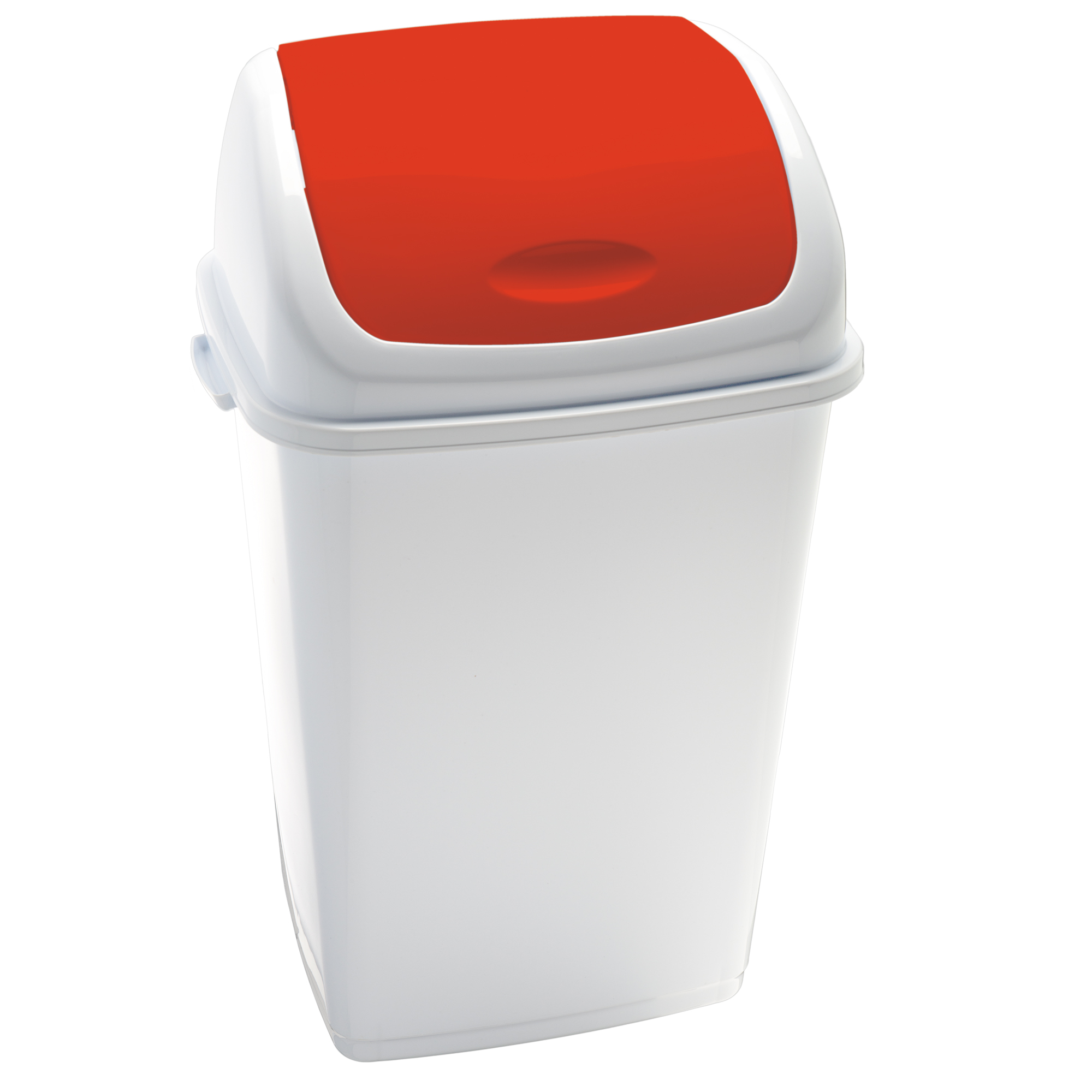 Pattumiera con coperchio basculante Rif - 44x33x68 cm - 50 L - bianco/rosso - Medial