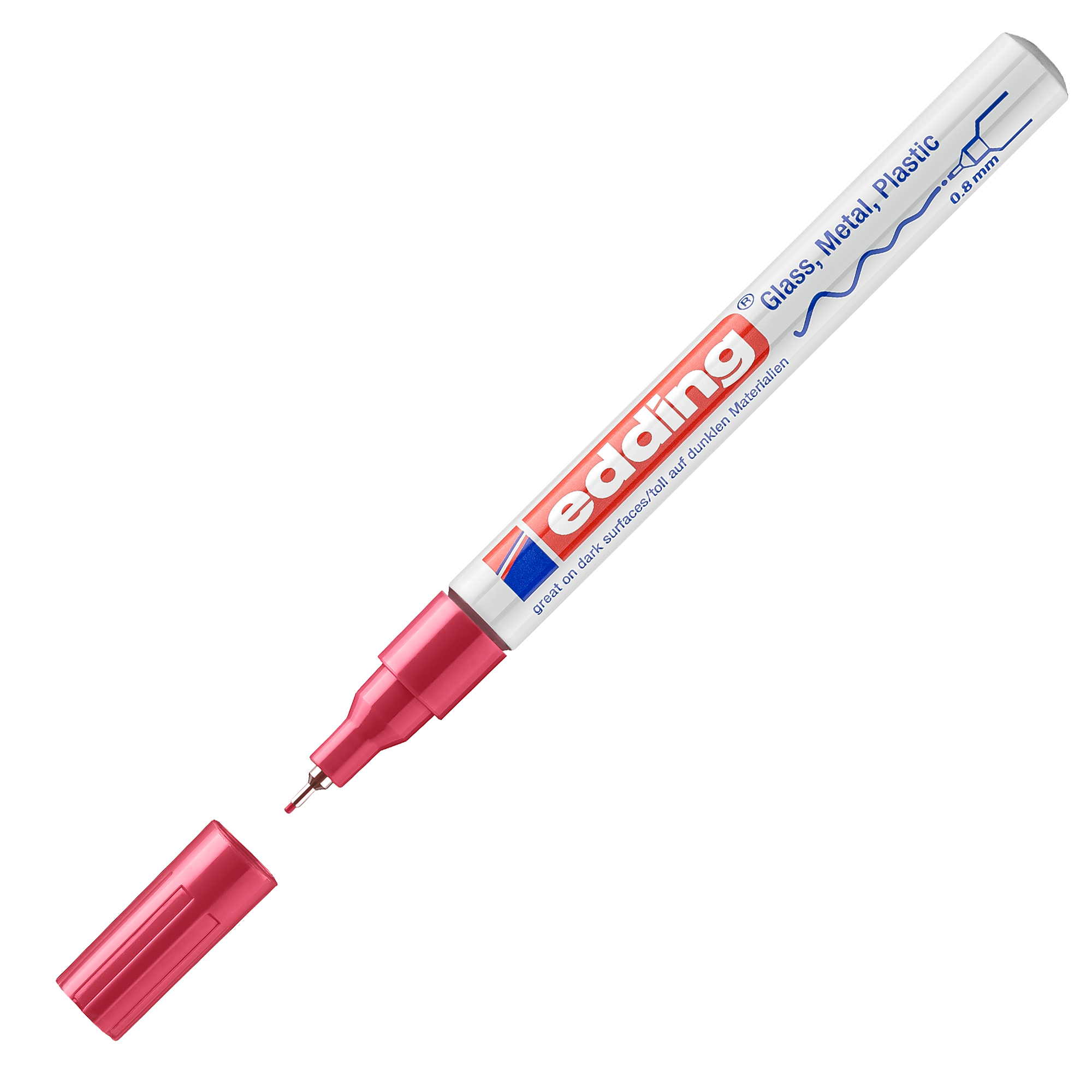 Marcatore permanente a vernice 780 - punta tonda extra fine - 0,8 mm - rosso - Edding