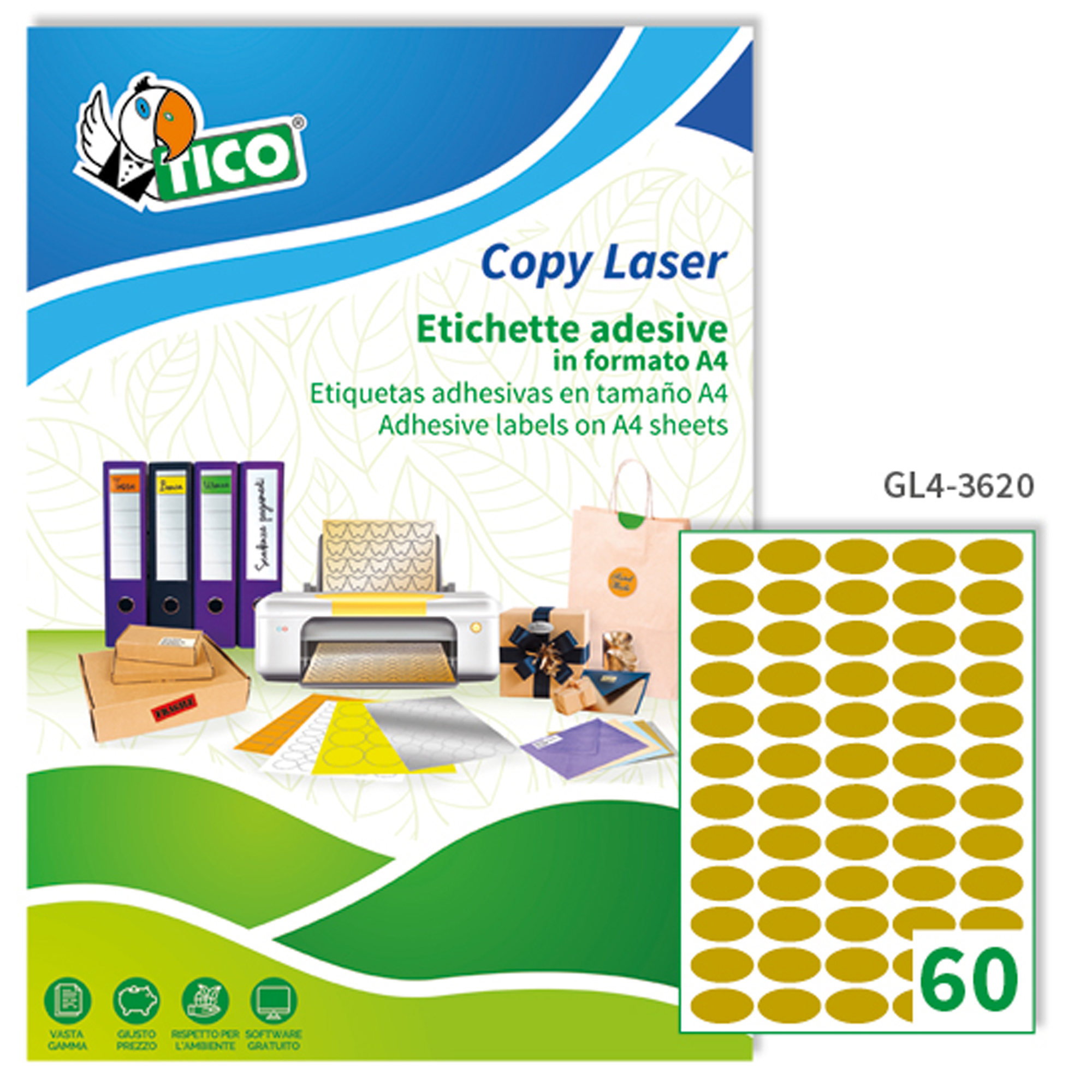 Etichette adesive ovali GL4 - in carta - …
