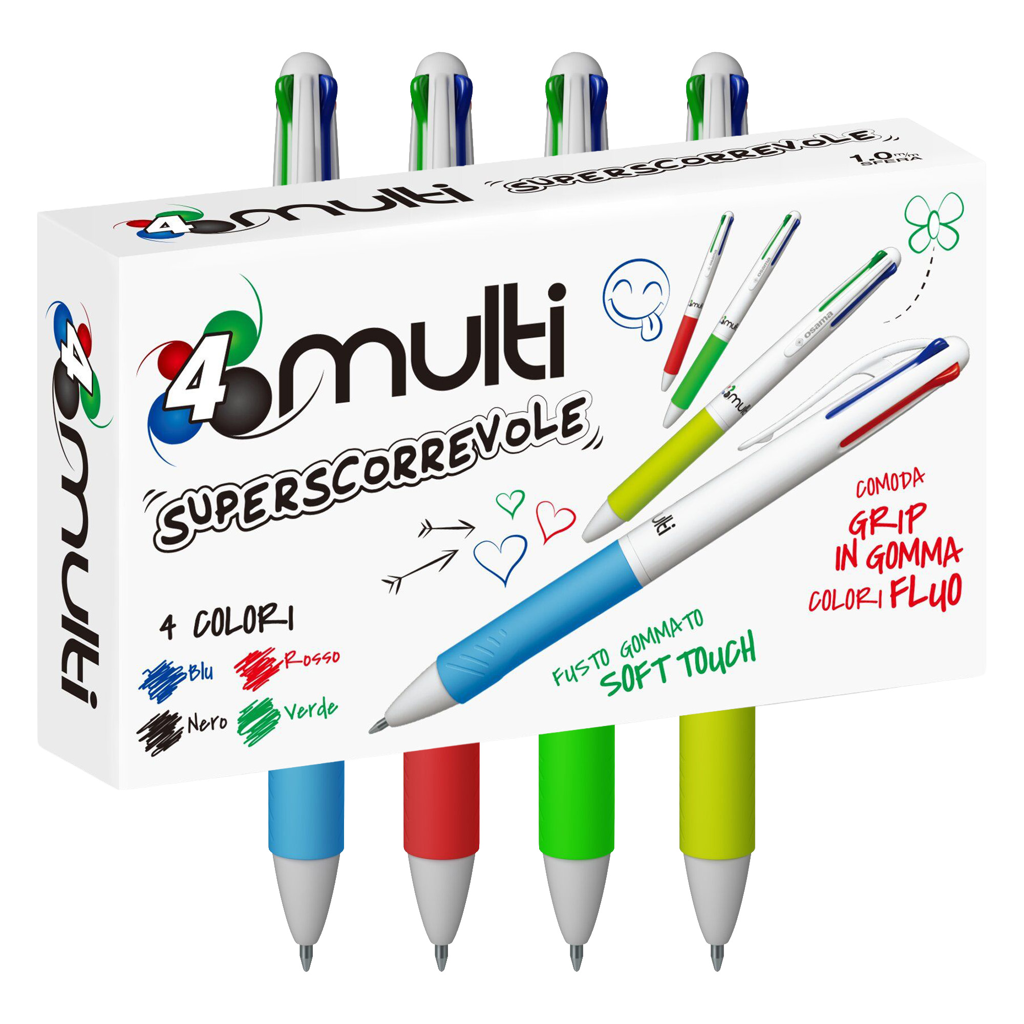 Penna a sfera 4 Multi Color - punta 1,00 mm - 4 colori - Osama