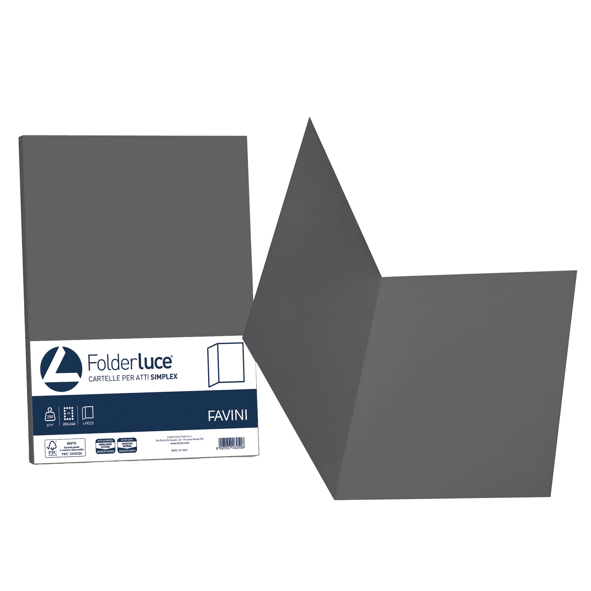 FAVINI Luce & Acqua simplex - Cartella semplice - per 250 x 340 mm - grafite (pacchetto di 50)