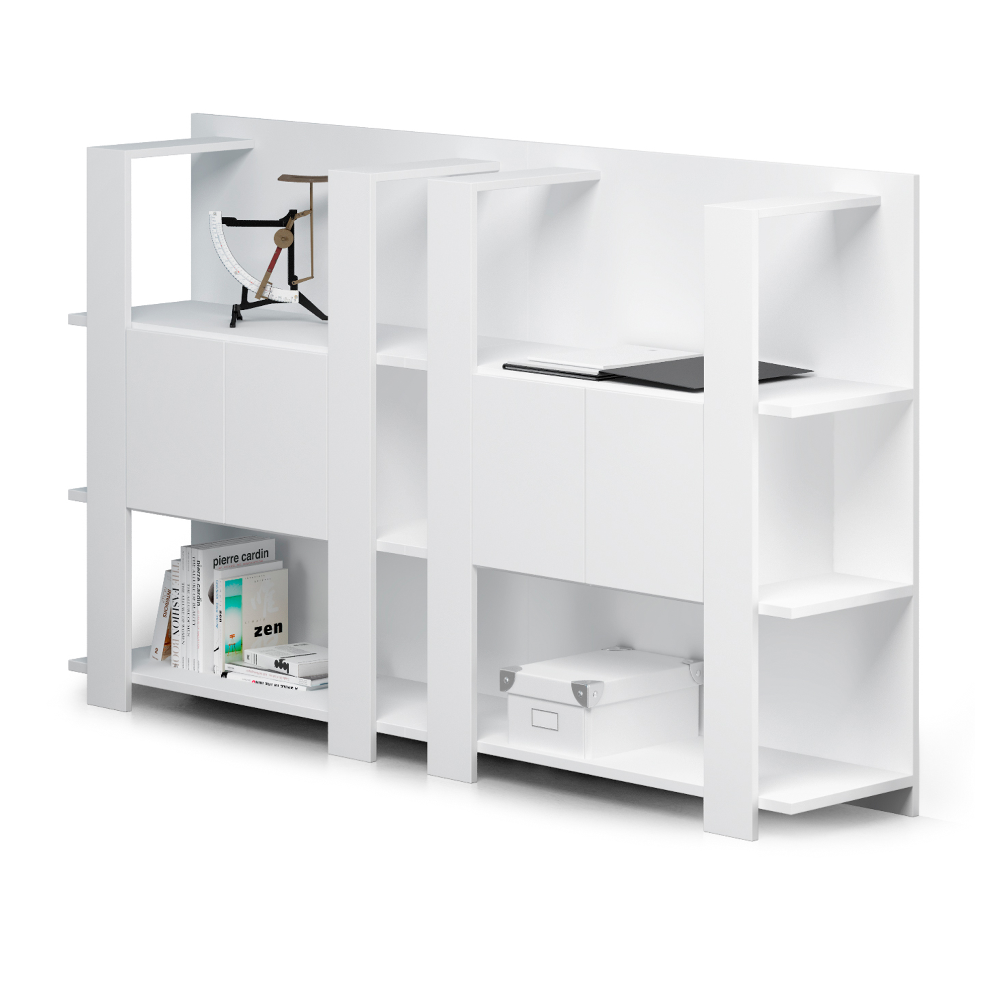 Libreria bassa Concept - 3 ripiani - 100x38,6x124 cm - bianco