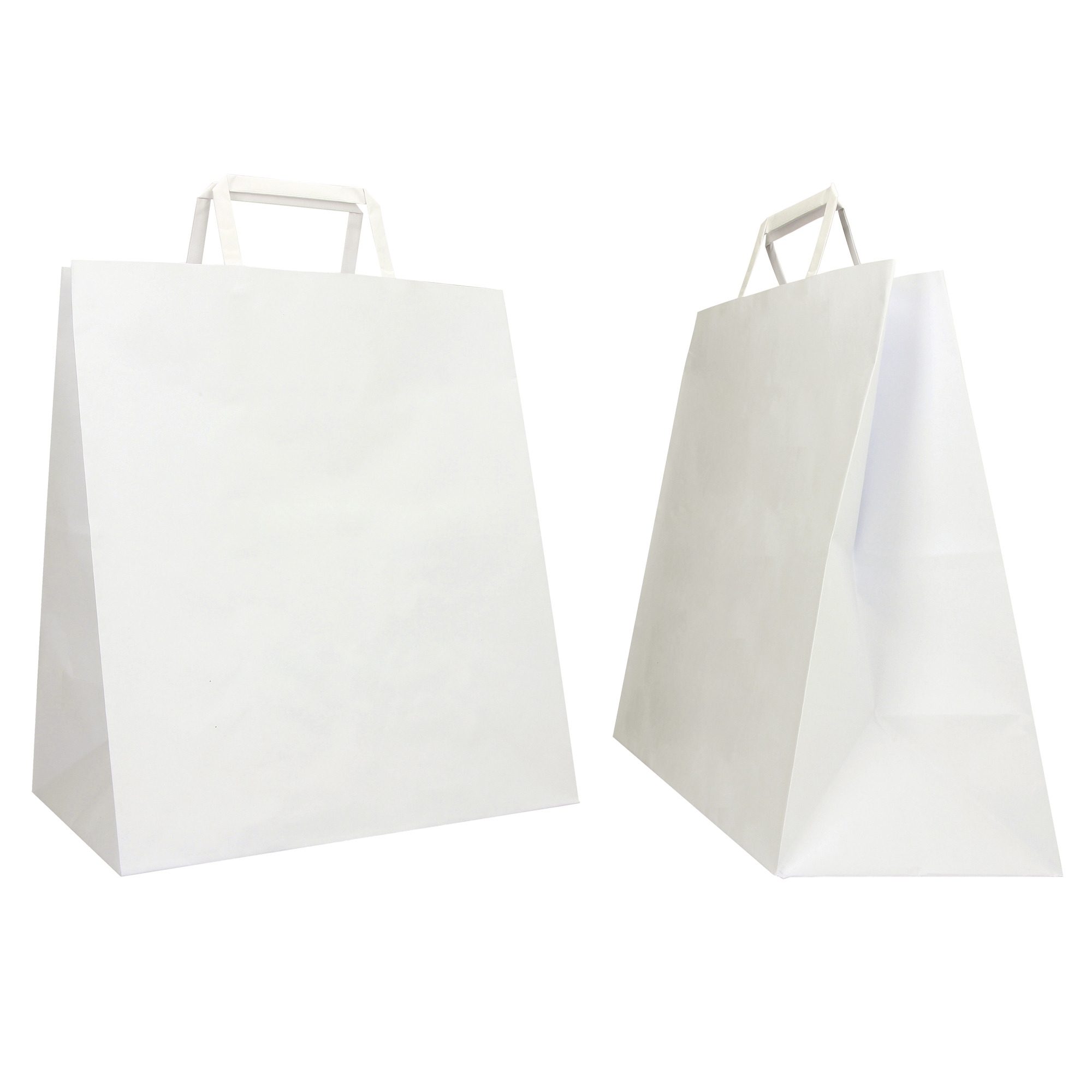 Shopper Flat Large - maniglie piattina - 28 x 17 x 32 cm - carta kraft - bianco - Mainetti Bags - conf. 250 pezzi