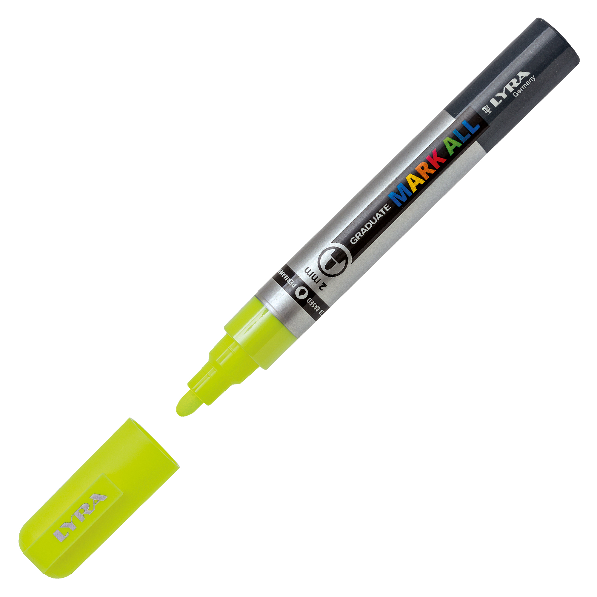 Marcatore a base d'acqua Graduate Mark All - punta tonda 2mm - giallo fluo - Lyra
