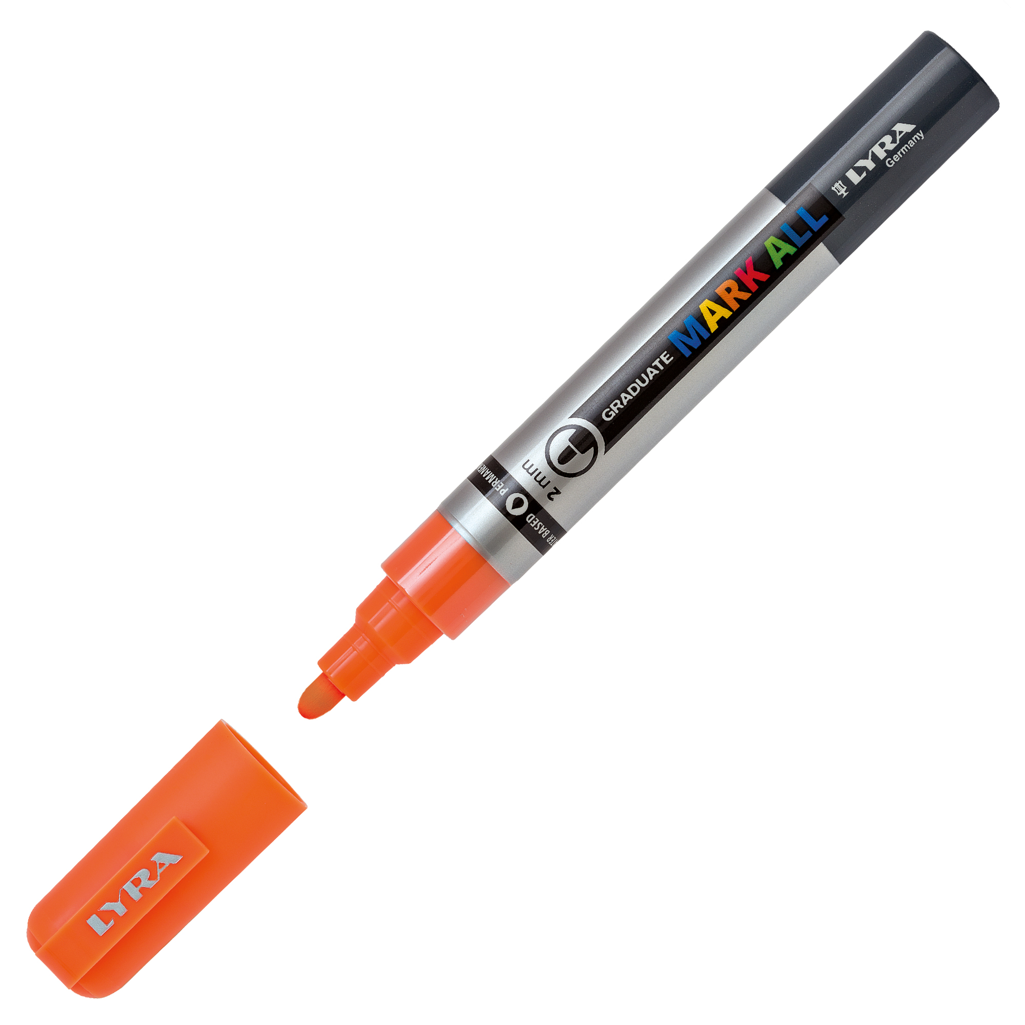 Marcatore a base d'acqua Graduate Mark All - punta tonda 2mm - arancione fluo - Lyra