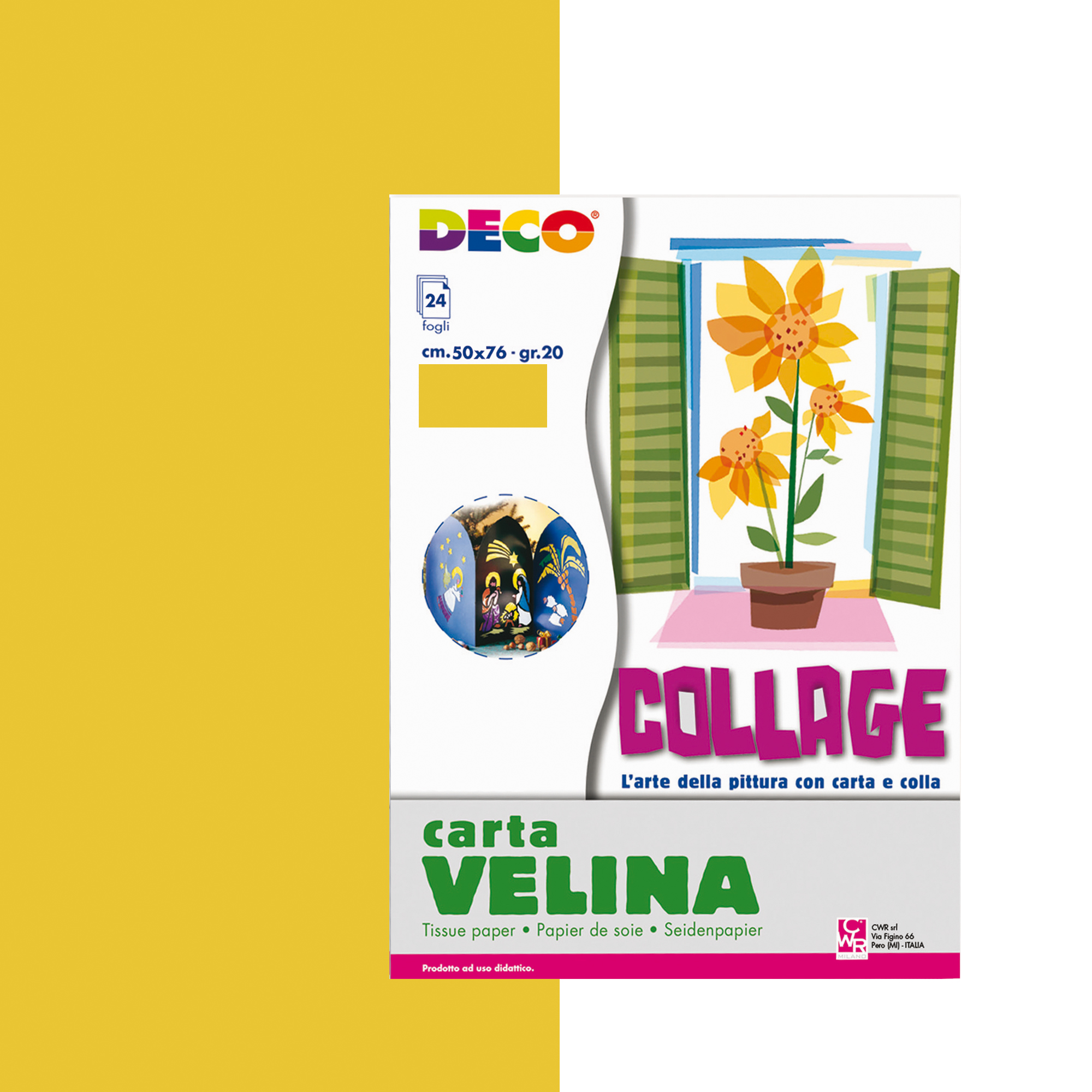 Carta velina - 50 x 76 cm - 20 gr - oro - Deco - busta 24 fogli