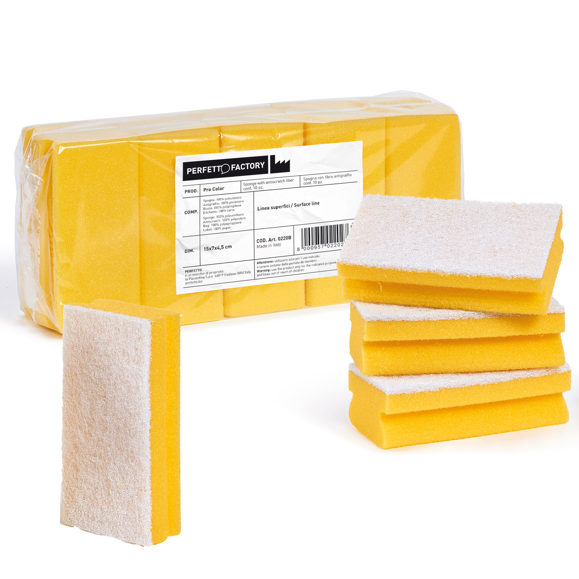 Spugna Pro Color - giallo - PerfettoFactory - conf. 10 pezzi