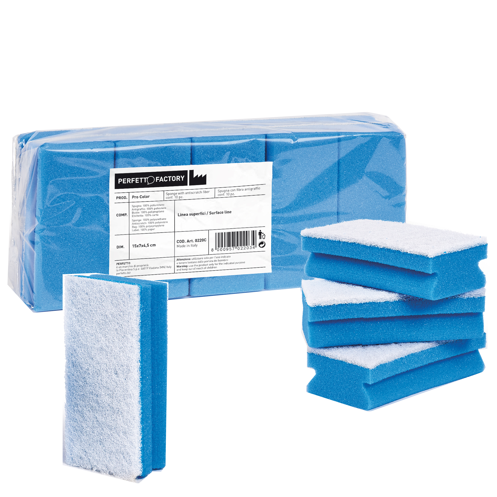 Spugna Pro Color - azzurro - PerfettoFactory - conf. 10 pezzi