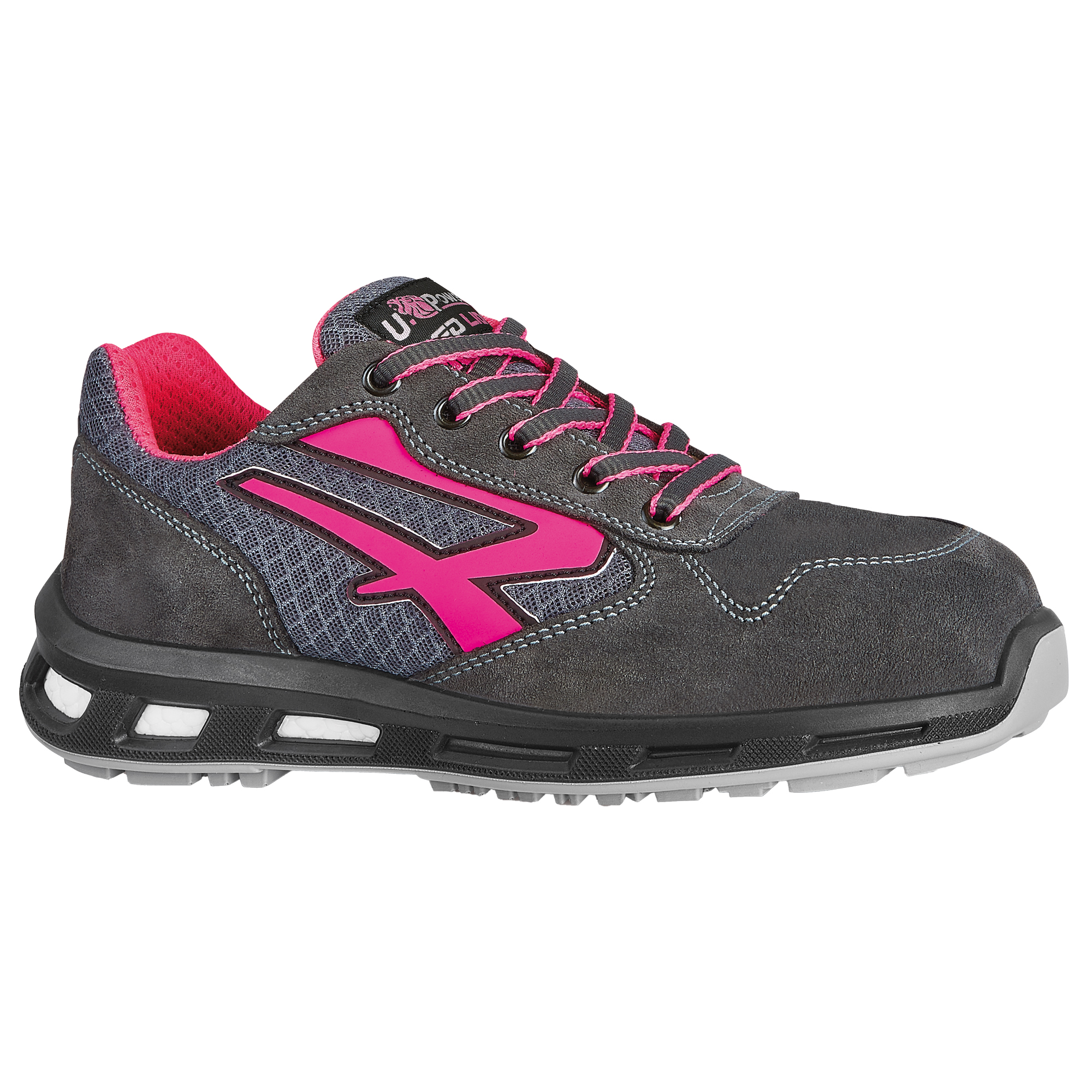 Calzatura di sicurezza Verok S1P SRC - nylon/pelle scamosciata - grigio/rosa - taglia 37 - U-Power