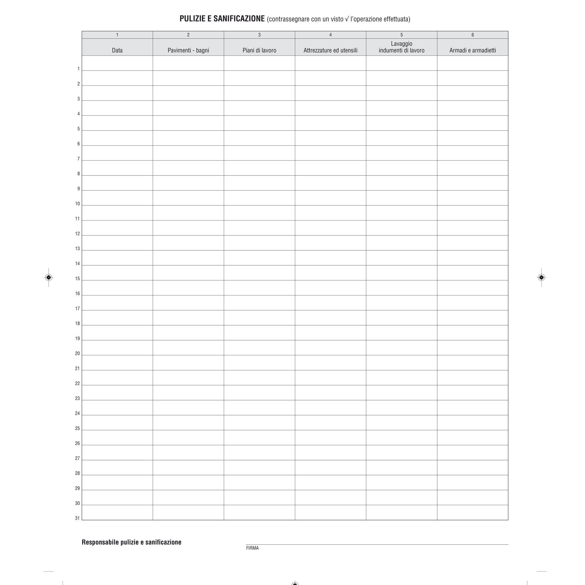 Registro pulizia e sanificazione in azienda - 40 pag - 31x24,5 cm - Edipro
