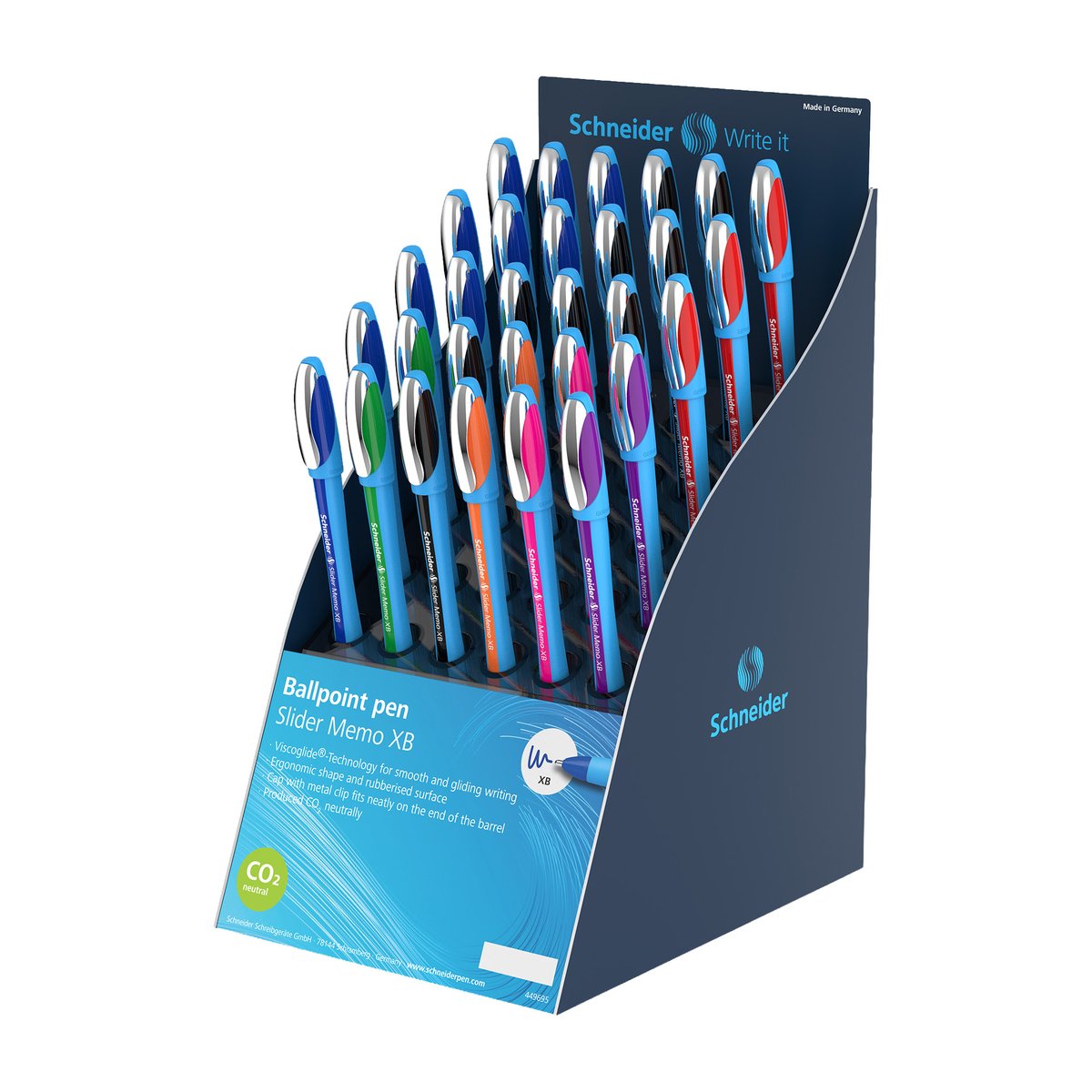 Penna sfera Slider Memo XB - colori assortiti - Schneider - expo 30 pezzi