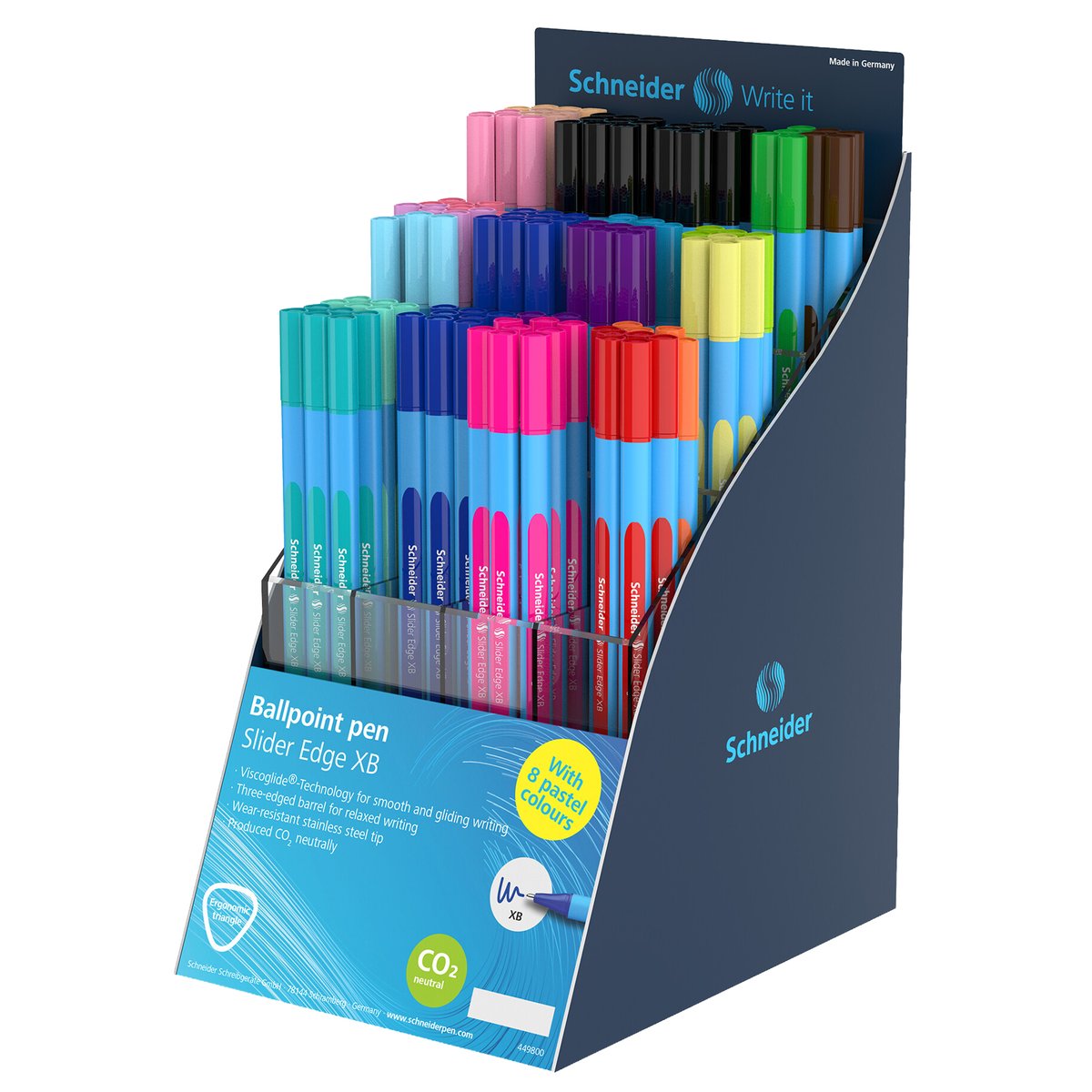 Penna sfera Slider Edge XB - colori standard e pastel - Schneider - expo 120 pezzi