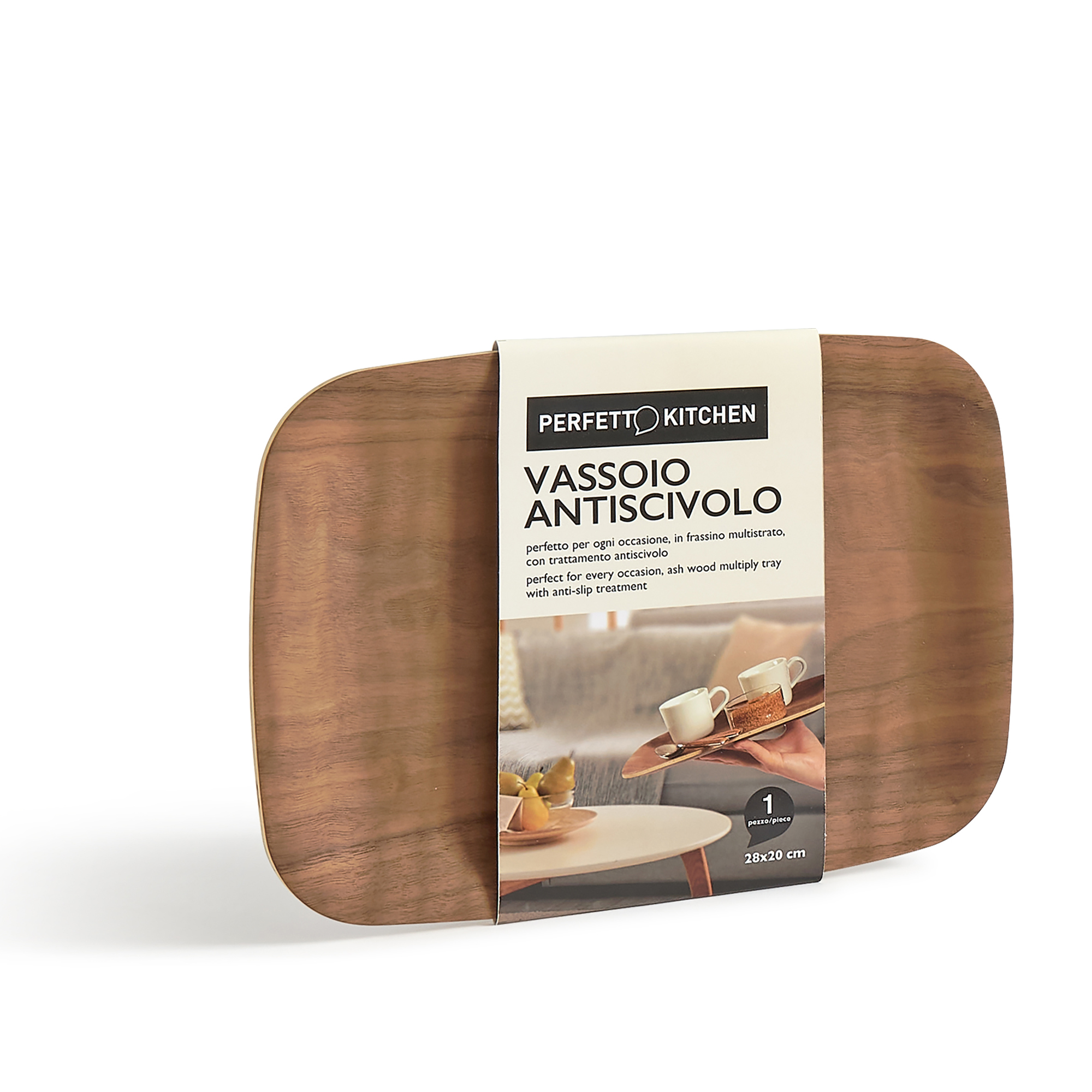 Vassoio antiscivolo - in legno frassino - 28 …